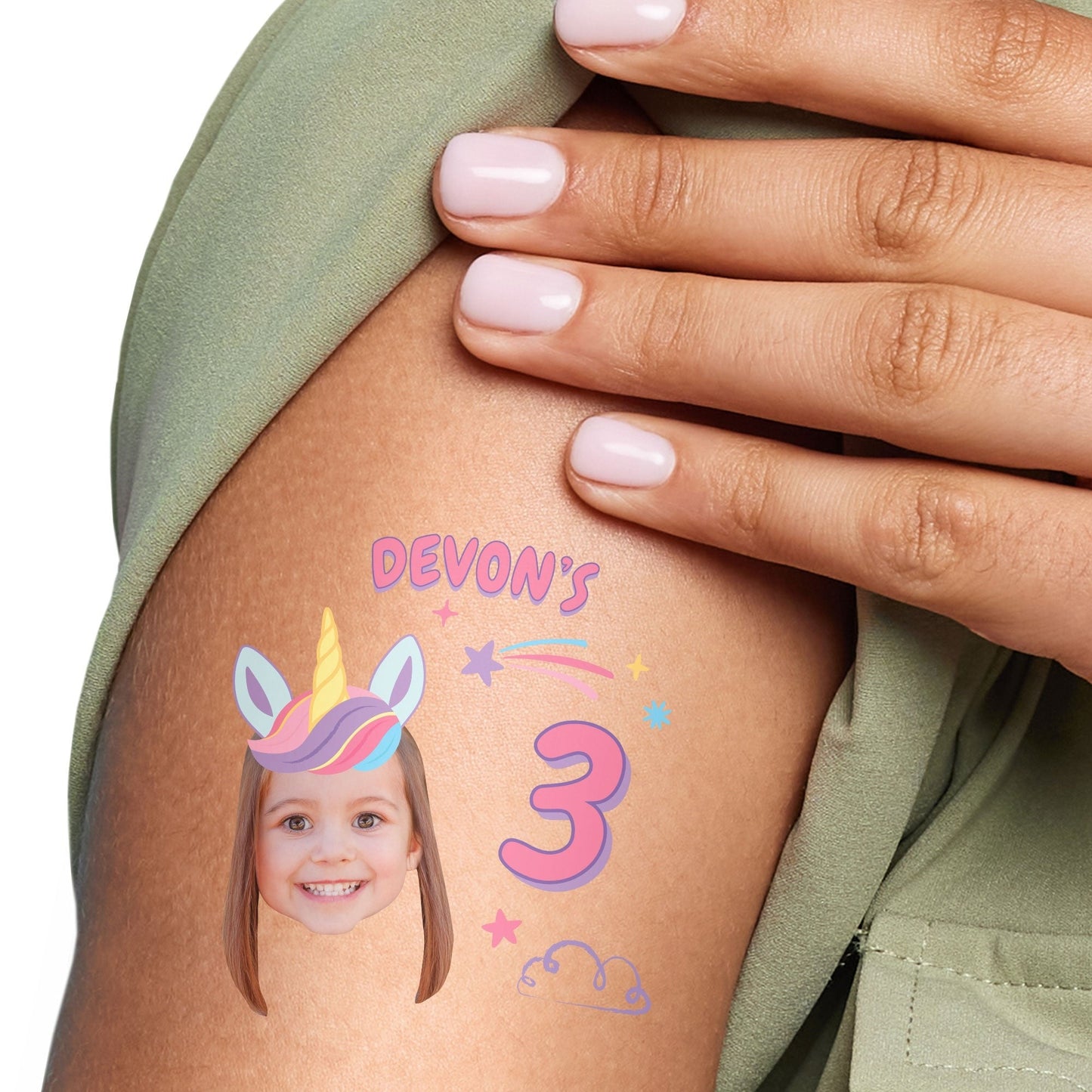 Custom Face Unicorn Temporary Tattoos - 12 Ct