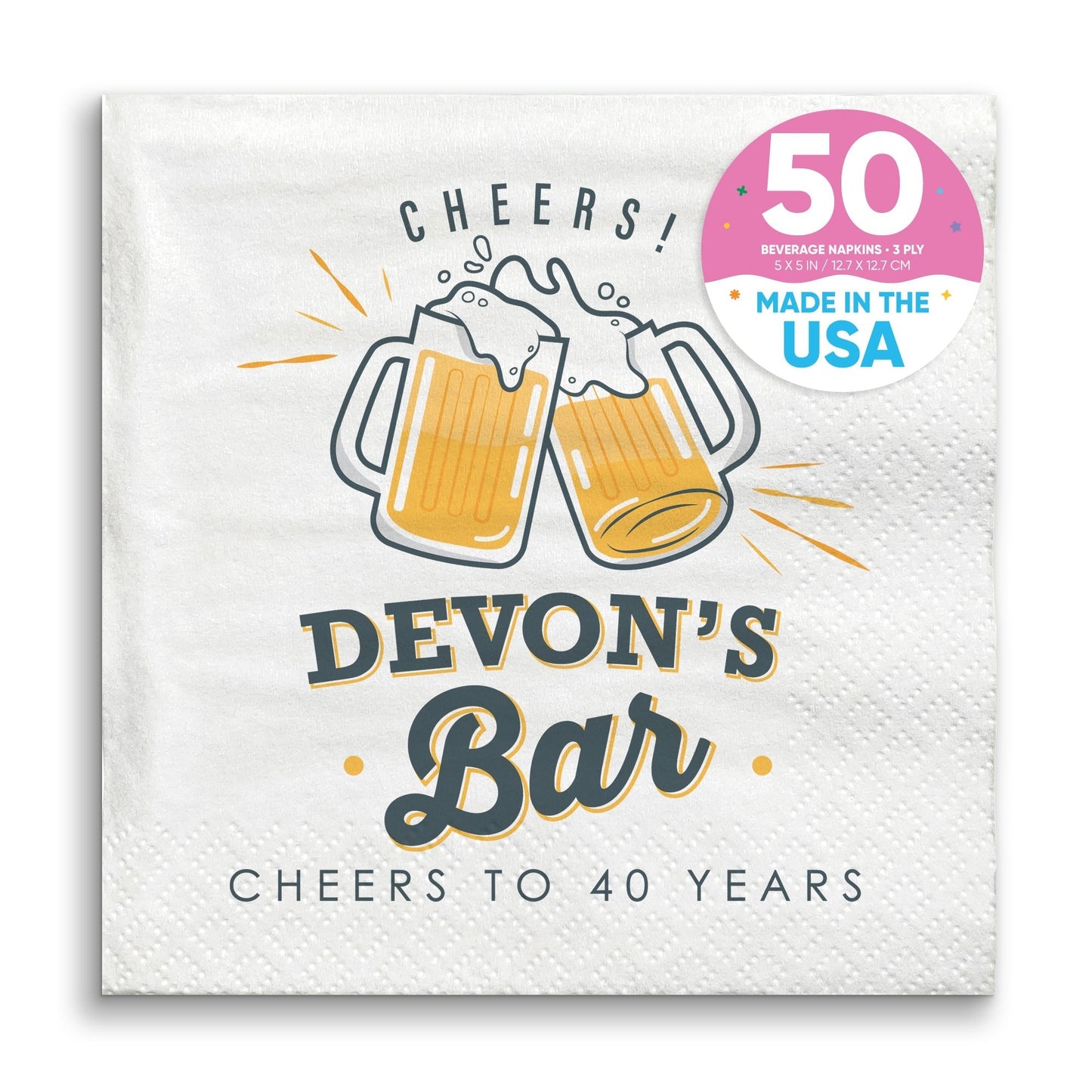 Custom Text - Cheers & Beers Napkins - 50 Ct