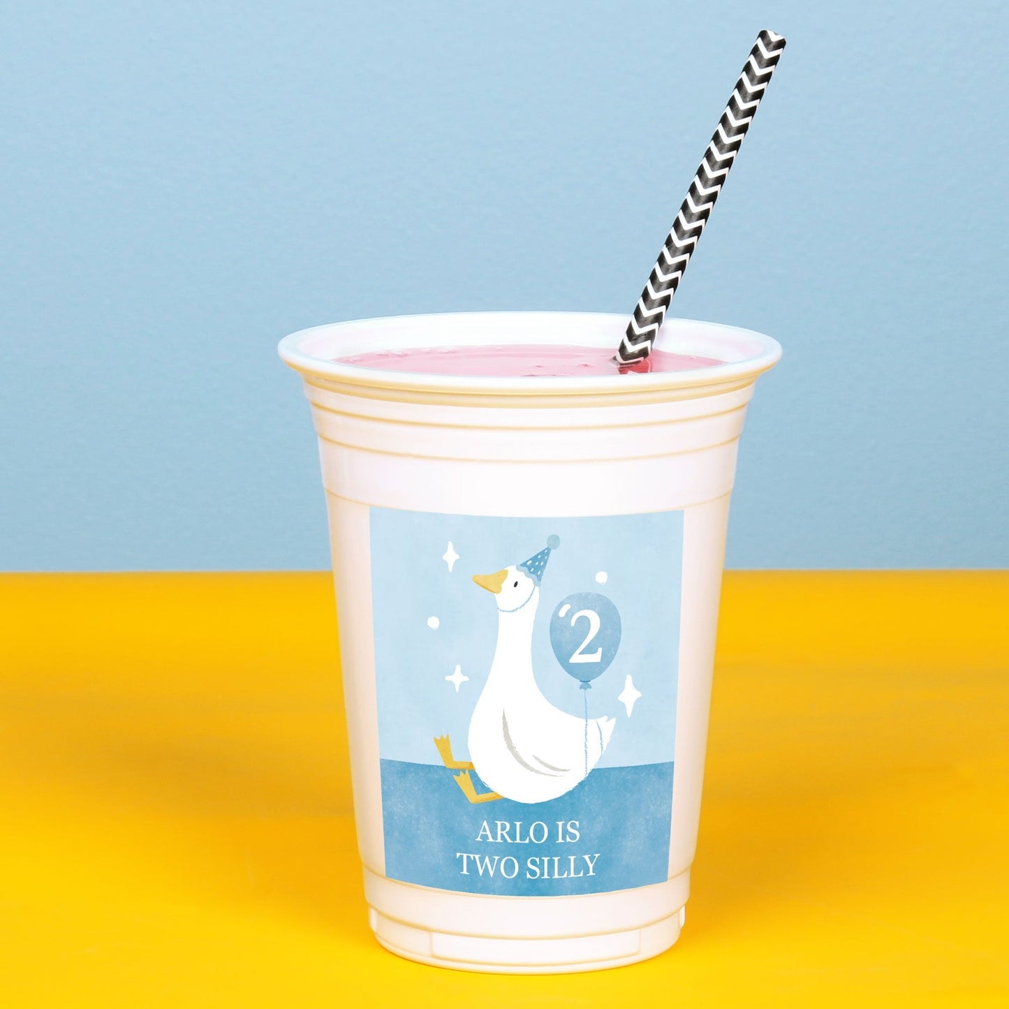 Custom Text Party Cups - One Silly Goose Blue - 16 Ct