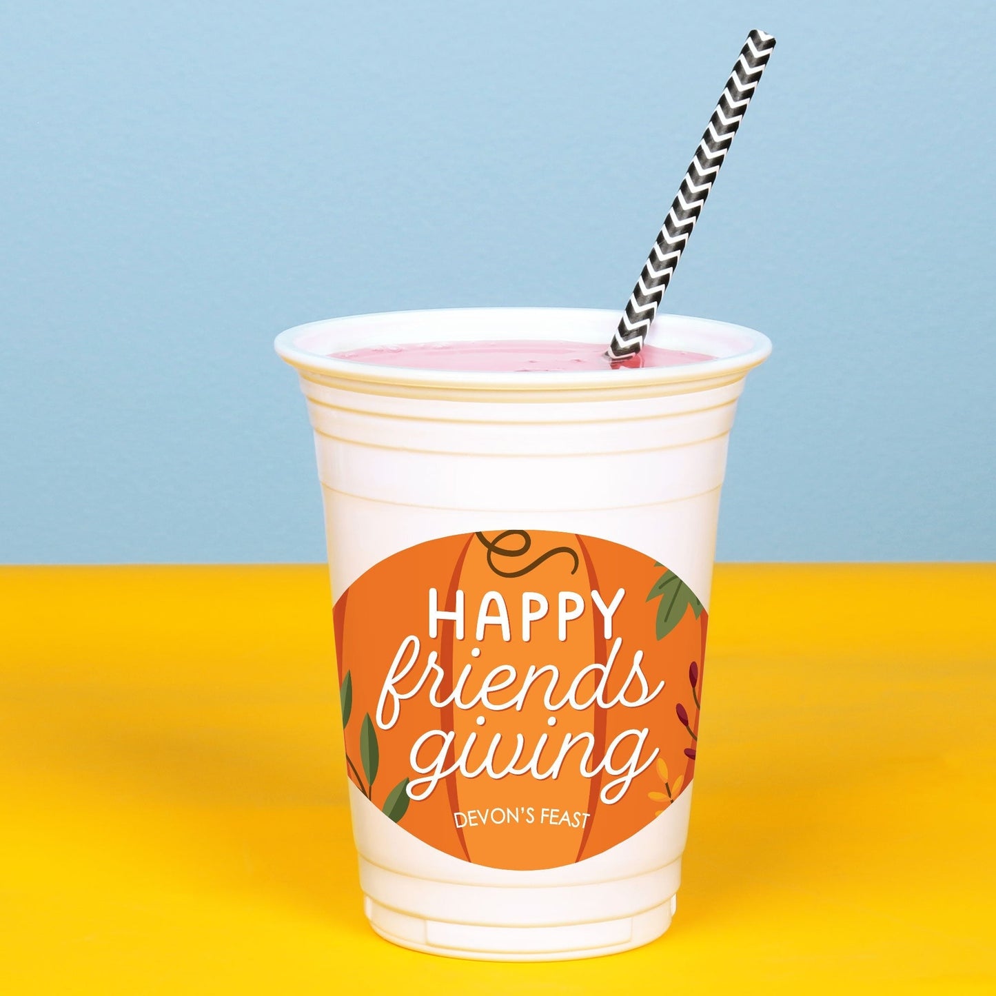 Custom Text Party Cups - Fall Friends Thanksgiving - 16 Ct
