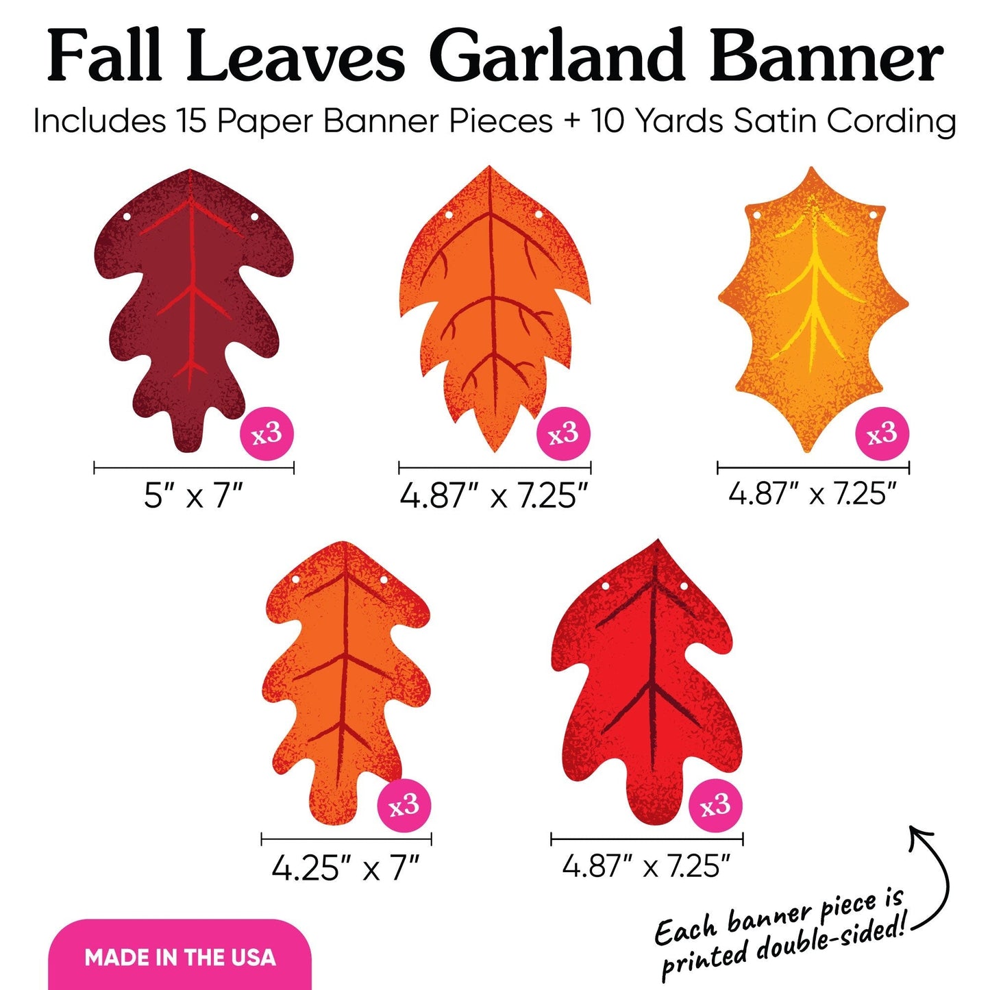 Fall Leaves Garland Banner - 15 Pc