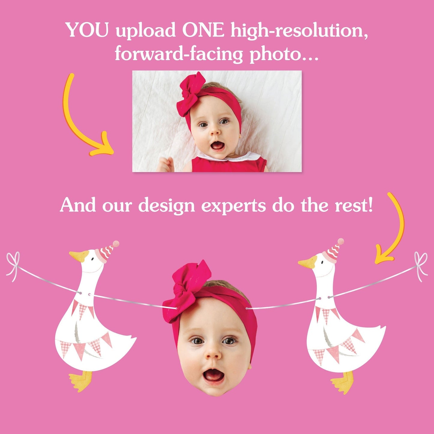 Custom Face Garland Banner - One Silly Goose Pink