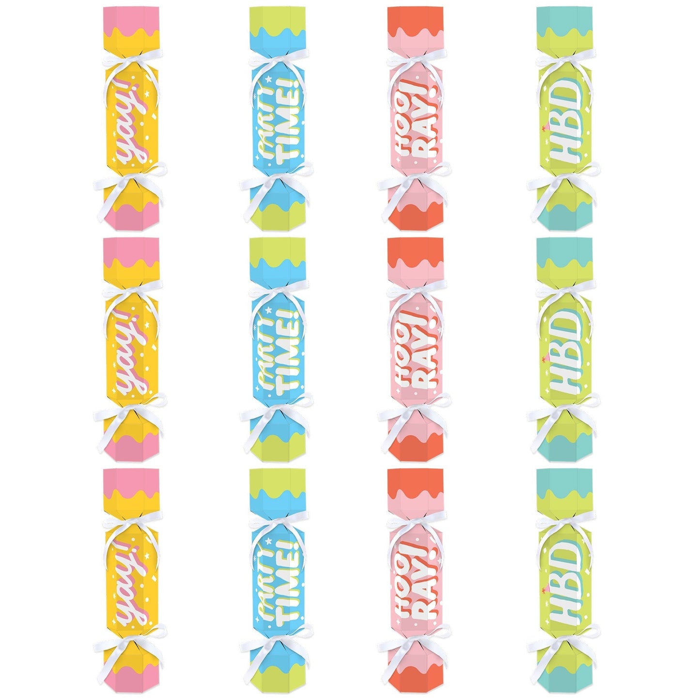 Party Time - No Snap Happy Birthday Party Table Favors - DIY Cracker Boxes - Set of 12