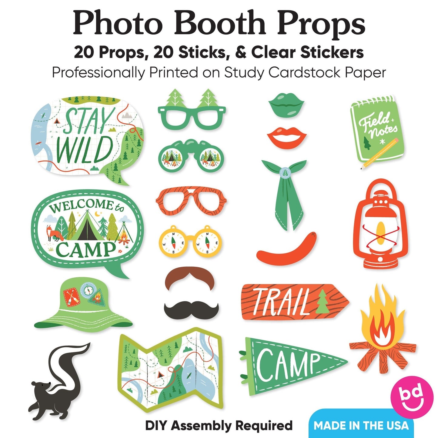 Camping Photo Props - 20 Ct