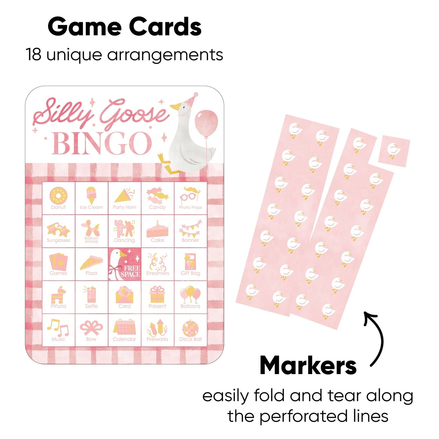 One Silly Goose Pink Bingo Game - 18 Ct