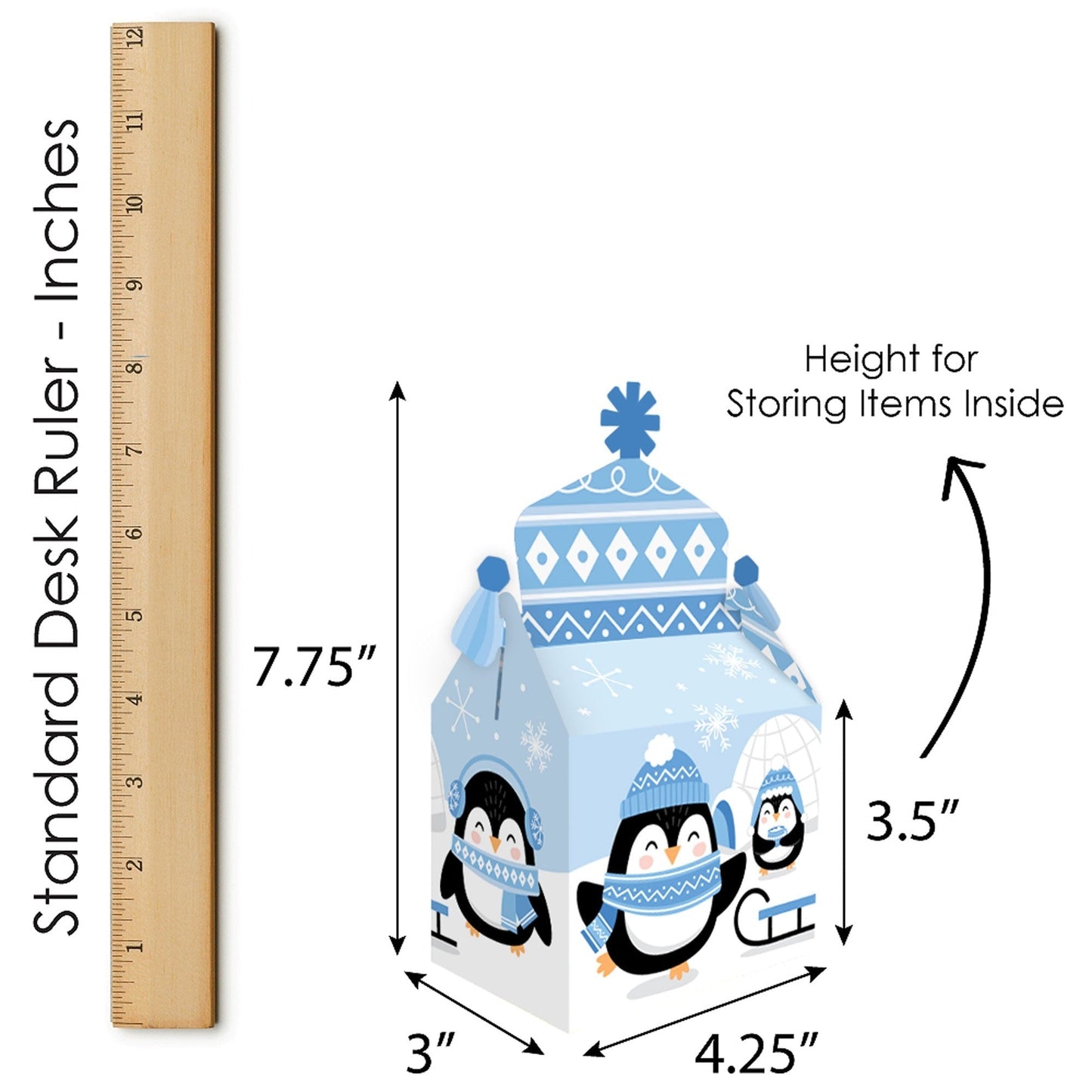 Winter Penguins - Treat Box Party Favors - Holiday and Christmas Party Goodie Gable Boxes - Set of 12