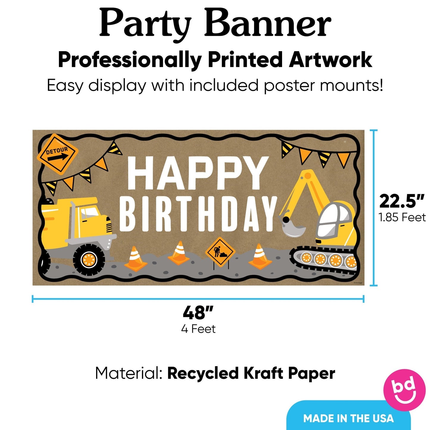 Dig It - Construction Birthday Kraft Banner