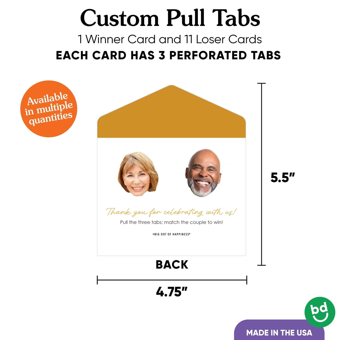 Custom Photo Face 50th Wedding Anniversary 3-In-A-Row Pull Tabs Game