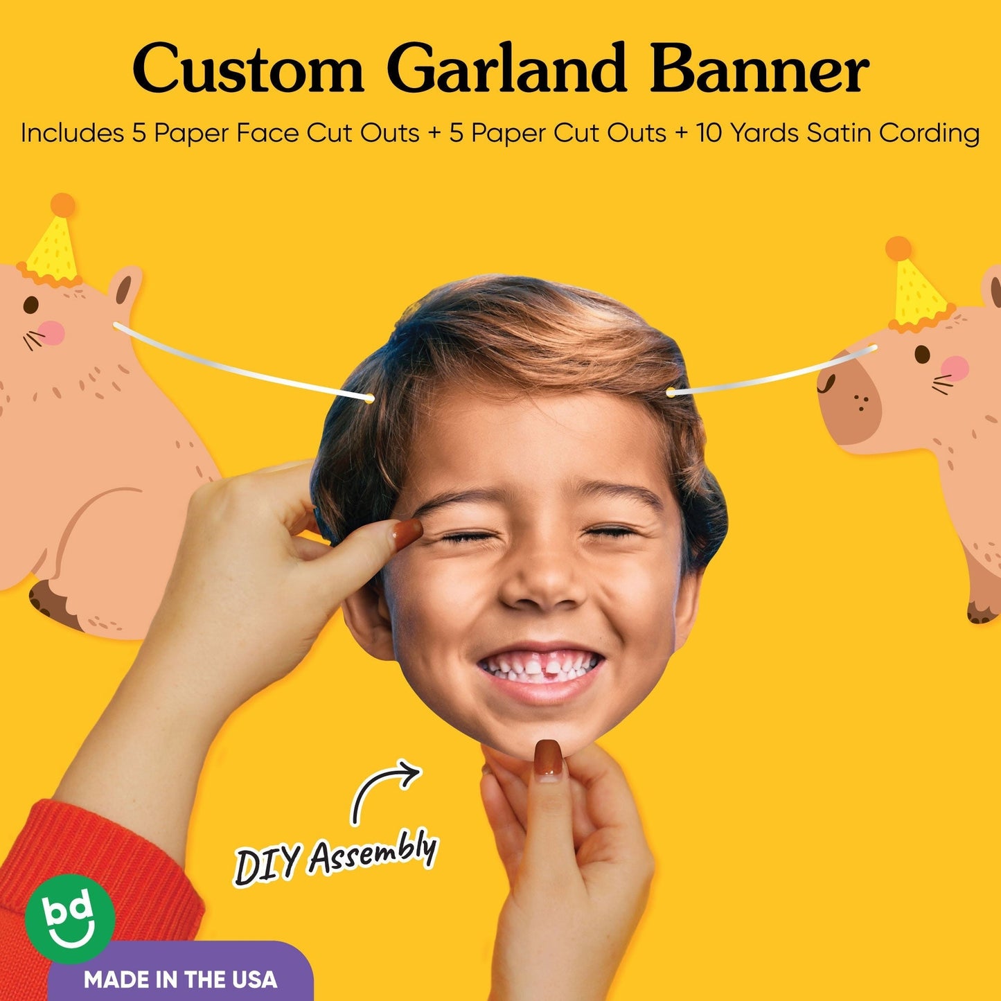 Custom Face Capybara Garland Banner