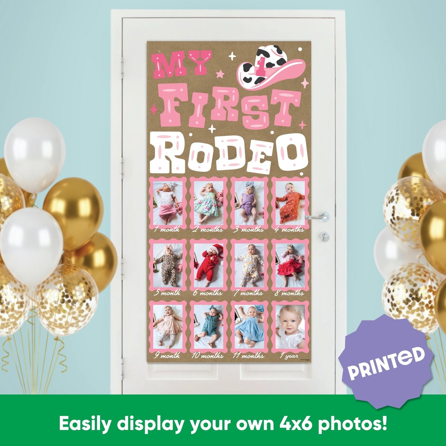 Pink First Rodeo Kraft Photo Banner