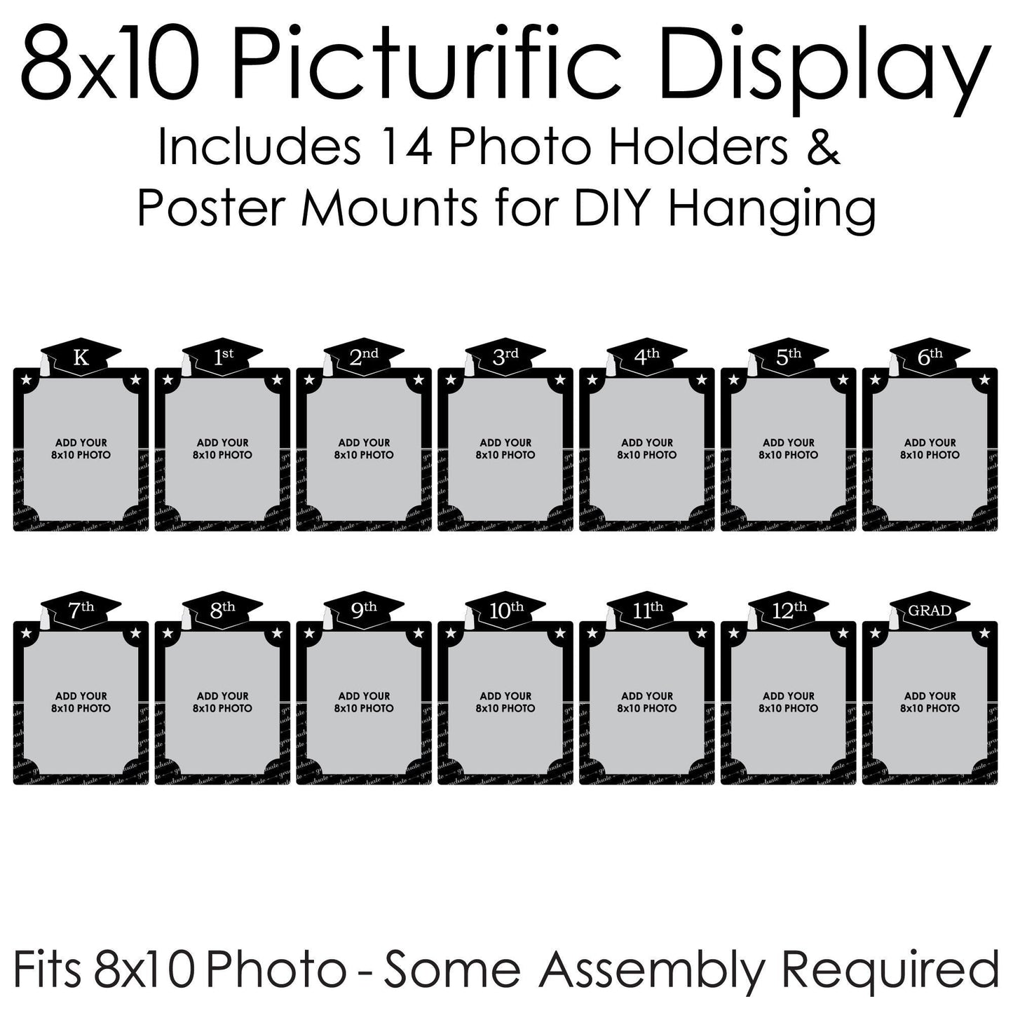Graduation Cheers - 8 x 10 inches K-12 School Photo Holder - DIY Graduation Party Decor - Picturific Display