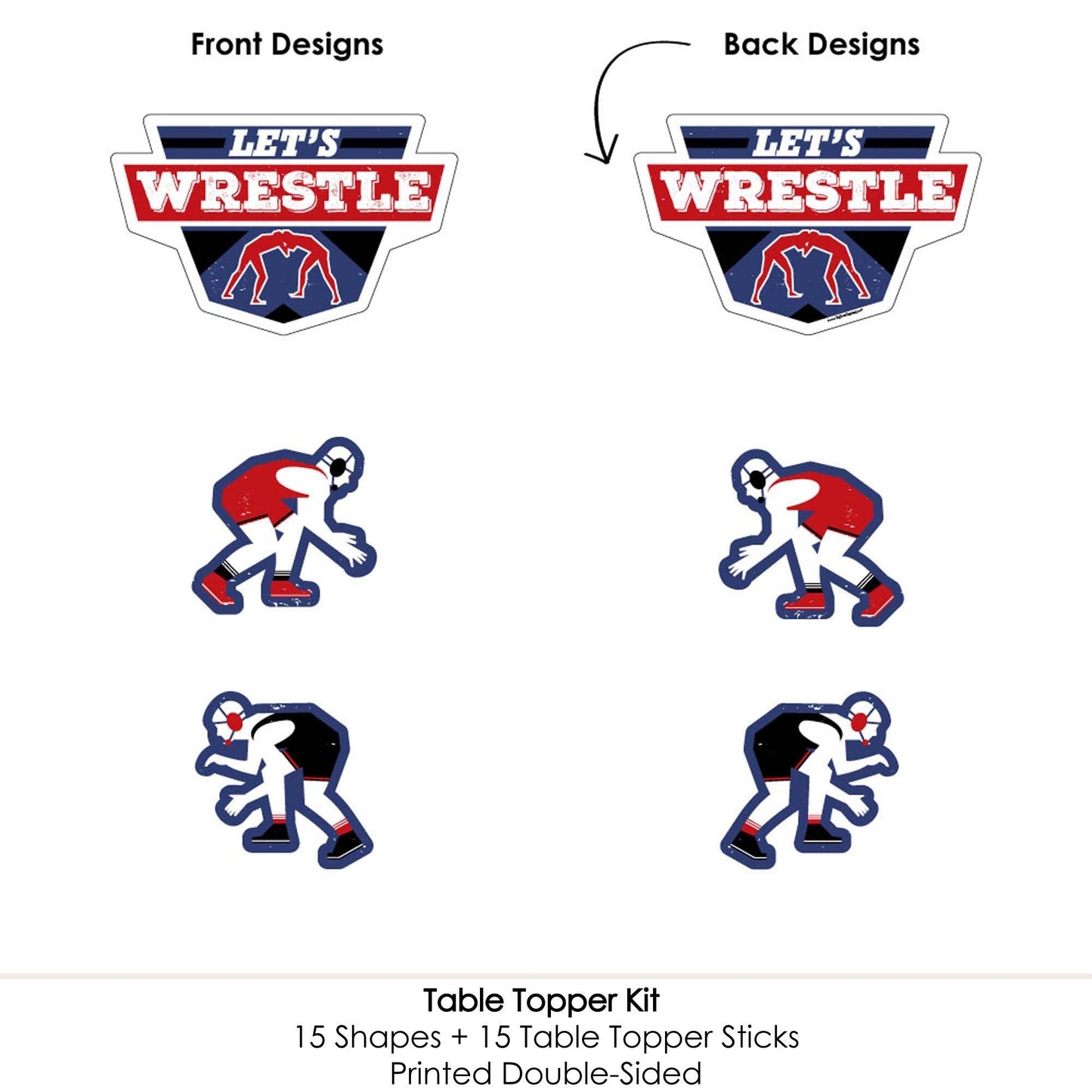 Own The Mat - Wrestling - Birthday Party or Wrestler Party Centerpiece Sticks - Table Toppers - Set of 15