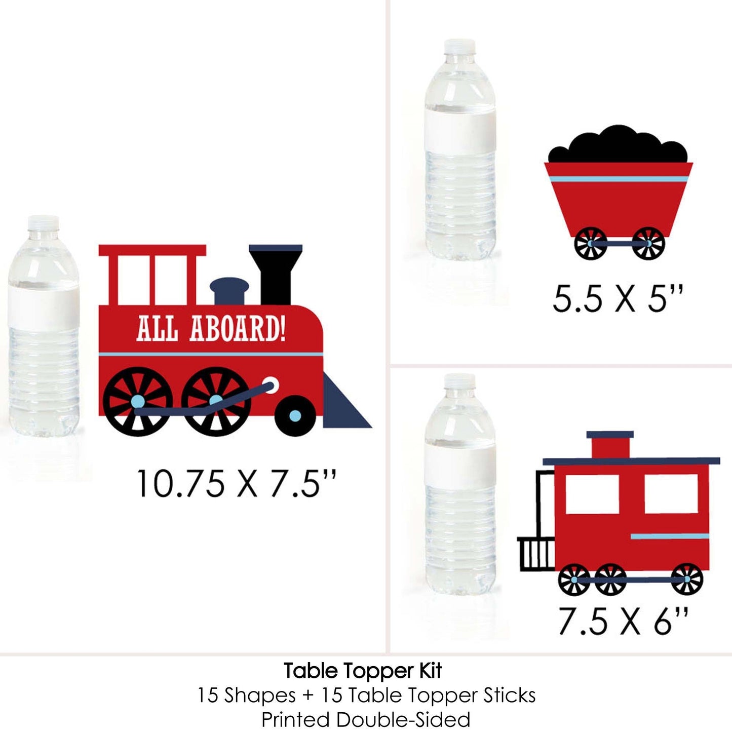 Railroad Party Crossing - Steam Train Birthday Party or Baby Shower Centerpiece Sticks - Table Toppers - Set of 15