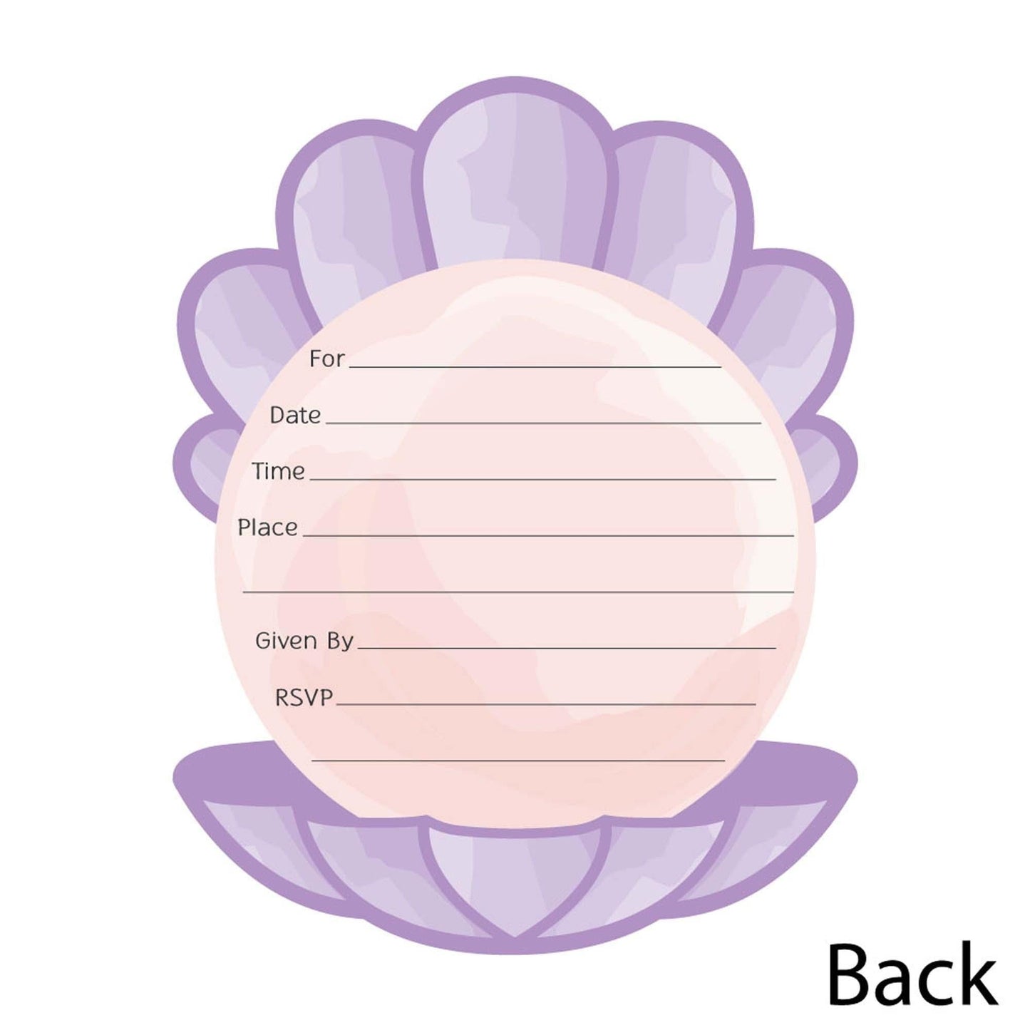 Let's Be Mermaids - Shaped Fill-In Invitations - Baby Shower or Birthday Party Invitation Cards with Envelopes - Set of 12