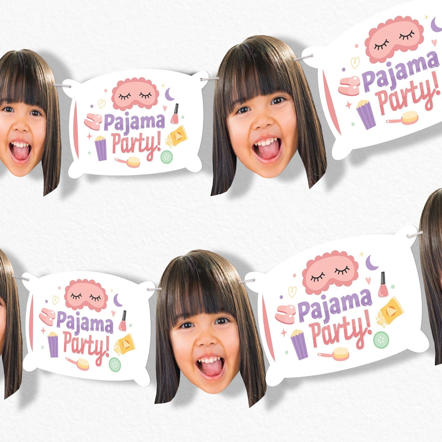 Custom Face Pajama Slumber Party Garland Banner