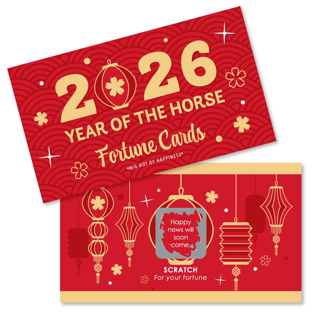 Lunar New Year - 2026 Year of the Horse Game Scratch Off Fortune Cards - 22 Count