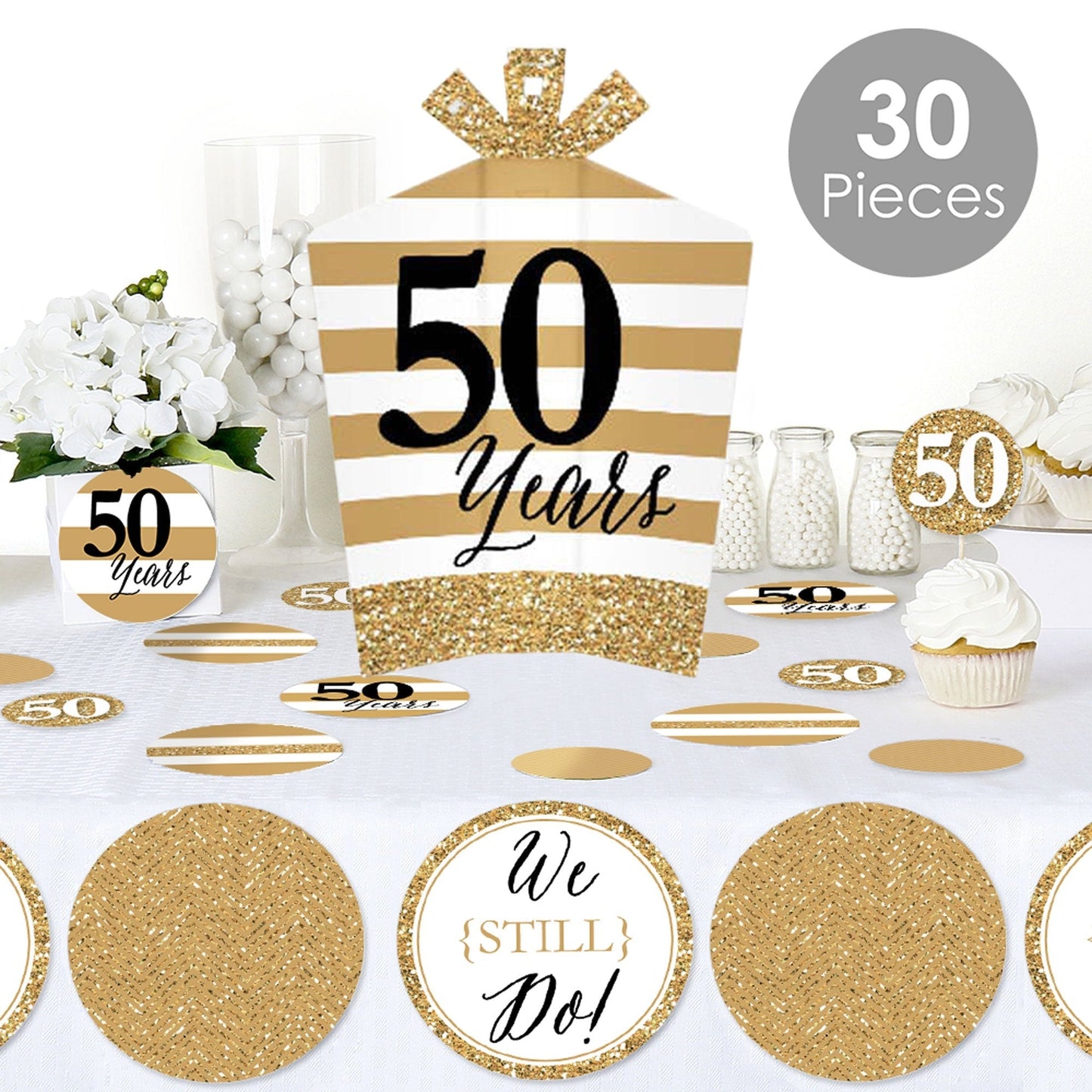 We Still Do - 50th Wedding Anniversary - Anniversary Party Decor and Confetti - Terrific Table Centerpiece Kit - Set of 30