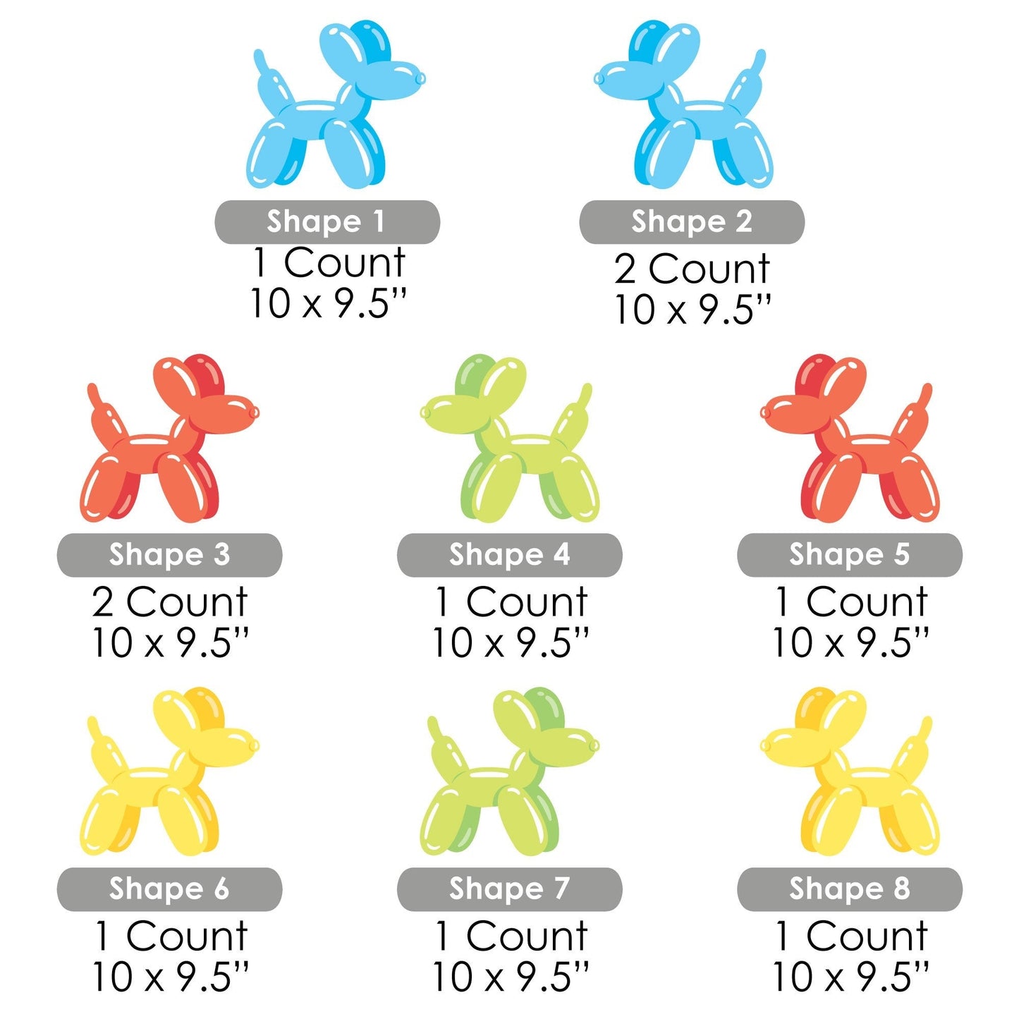 Balloon Animals - Lawn Decorations - Outdoor Happy Birthday Party Yard Decorations - 10 Piece