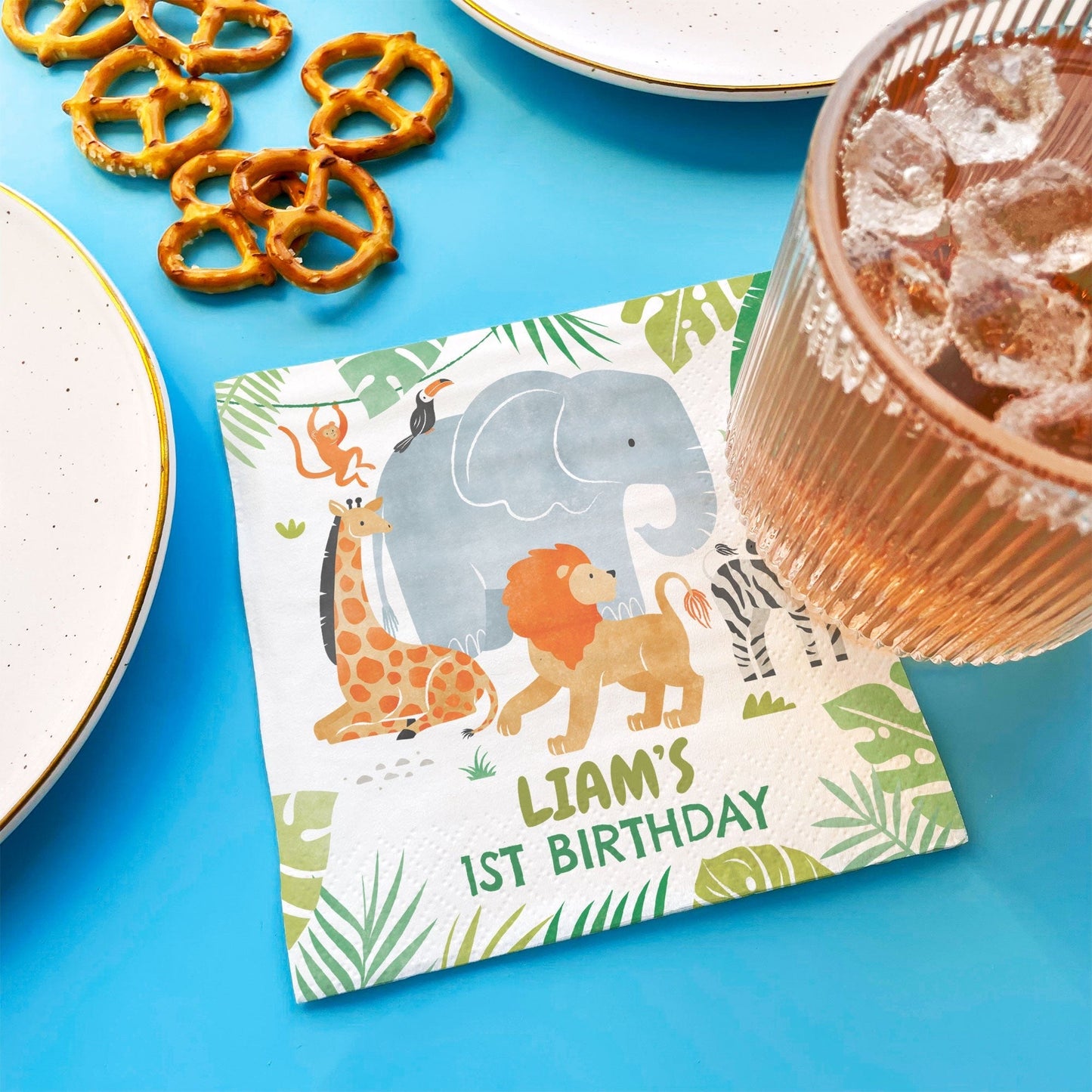 Custom Text Napkins - Safari Animals