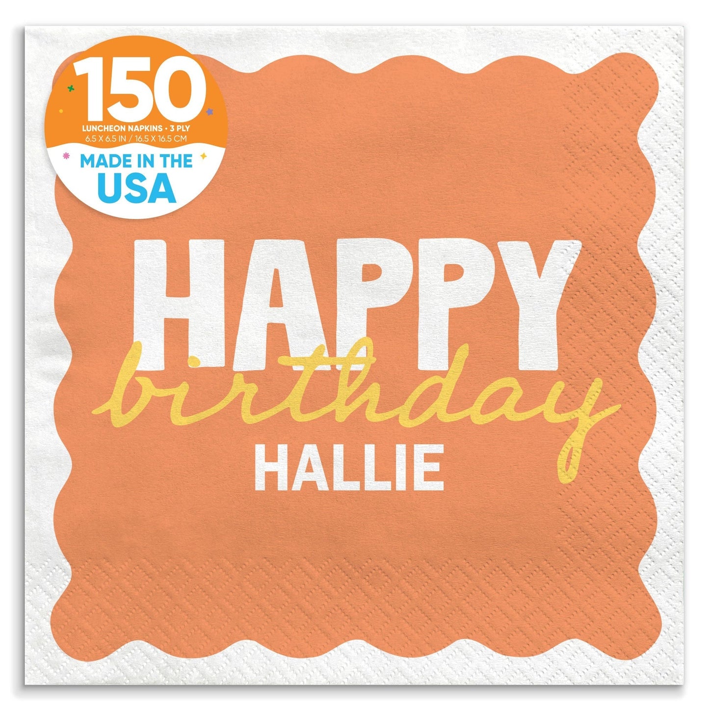 Custom Text Napkins - Wavy Birthday