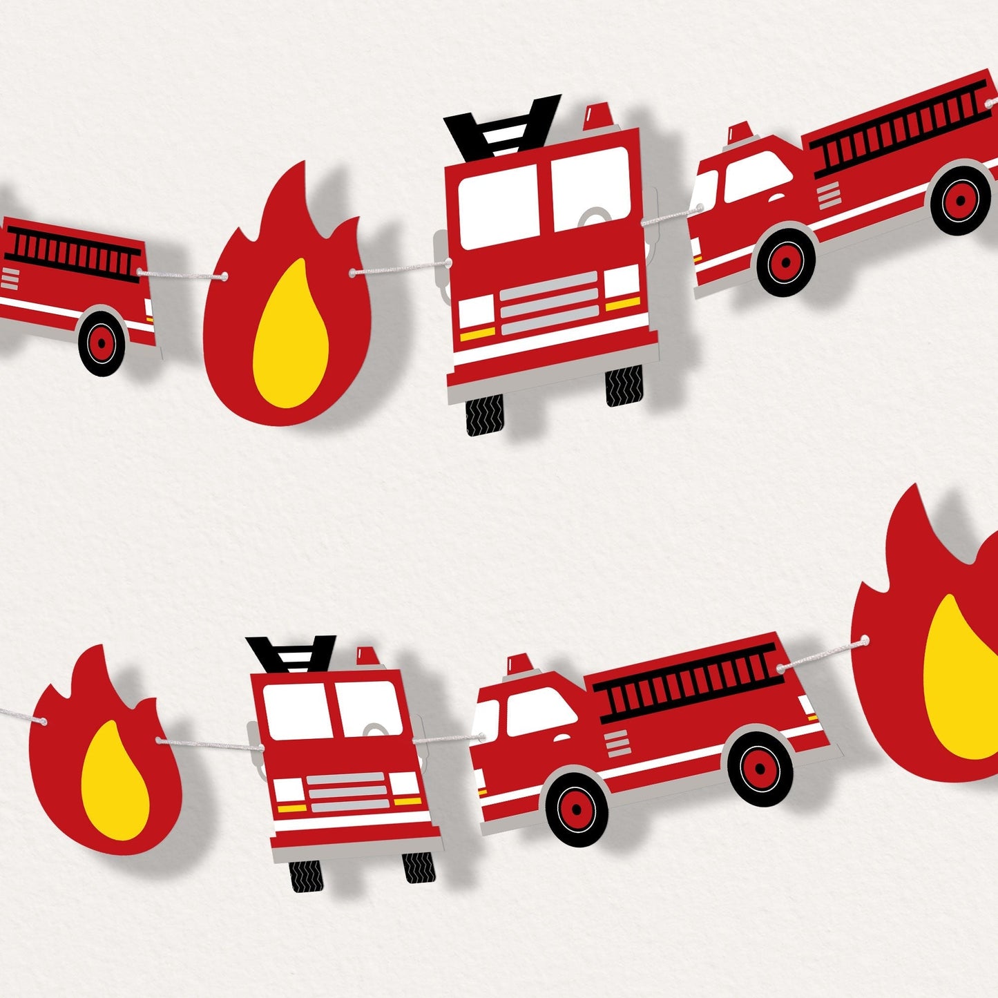 Fired Up Fire Truck Garland Banner - 15 Pc