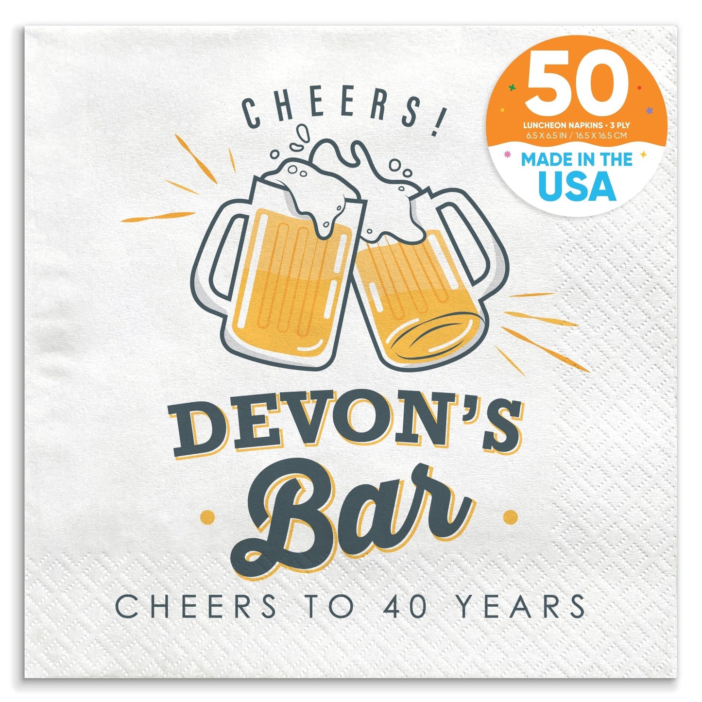 Custom Text - Cheers & Beers Napkins - 50 Ct