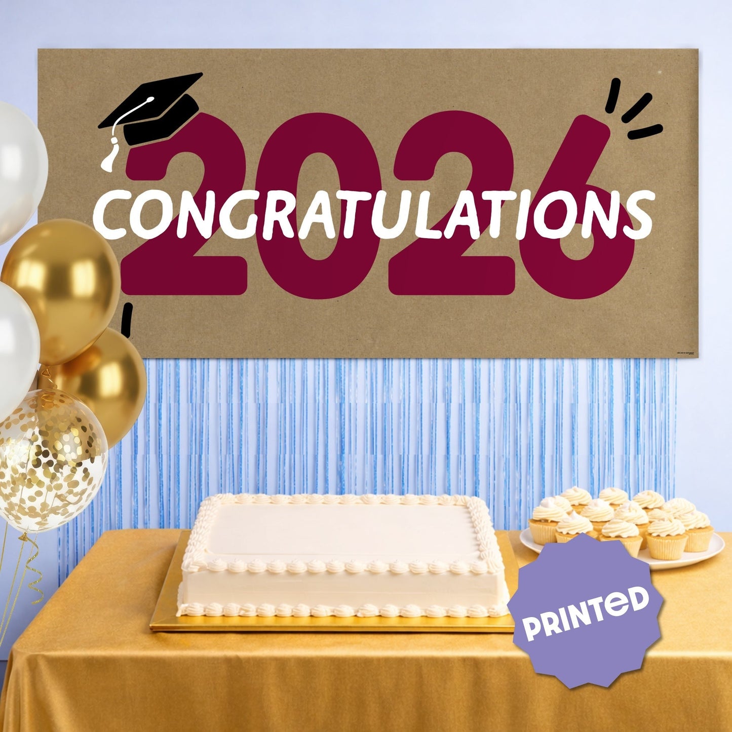 Maroon 2026 Grad Kraft Banner