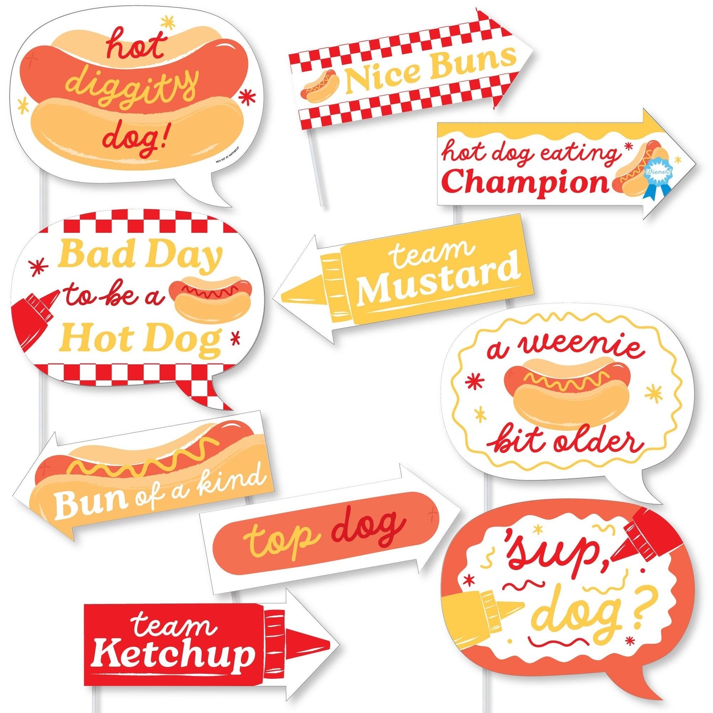 Hot Dog Funny Photo Props - 10 Ct