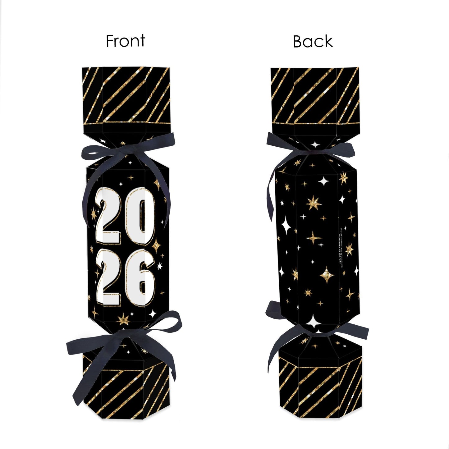 Hello New Year - No Snap 2026 NYE Party Table Favors - DIY Cracker Boxes - Set of 12