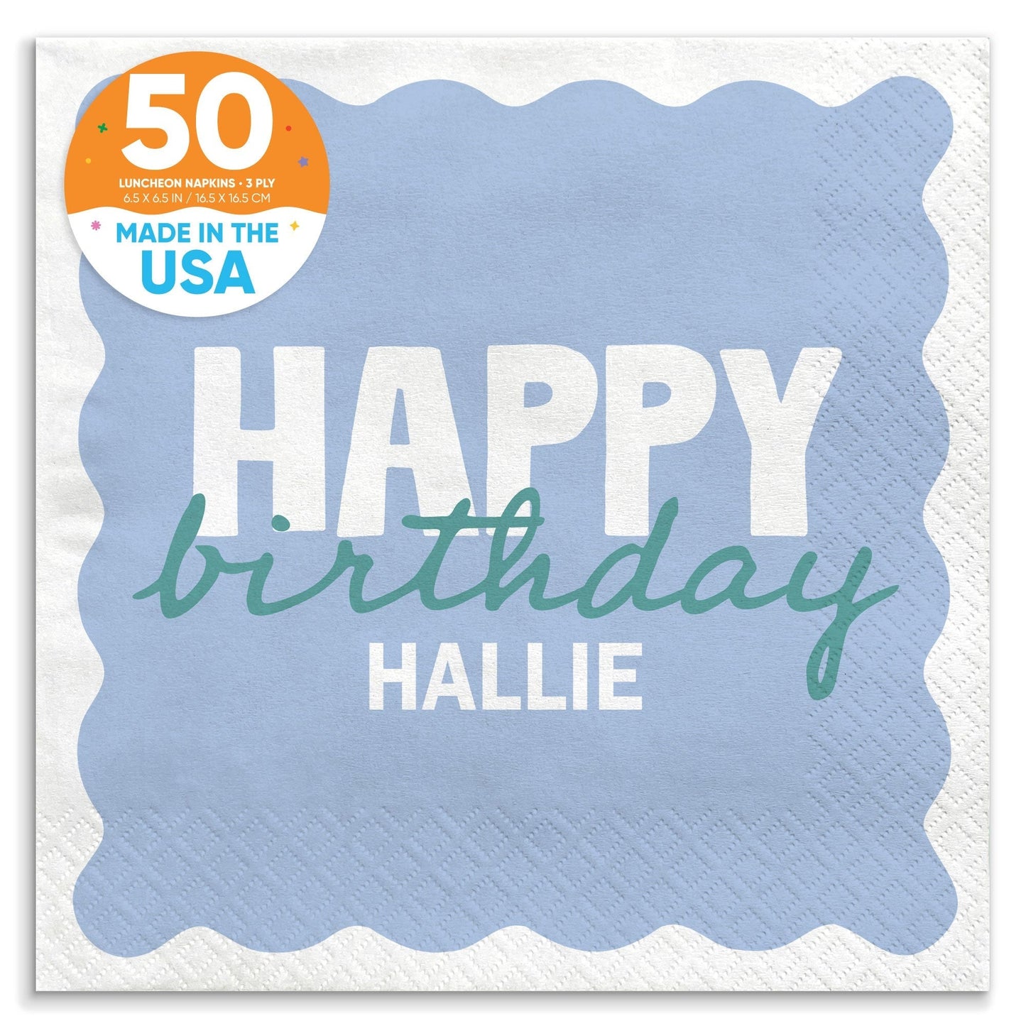 Custom Text Napkins - Wavy Birthday