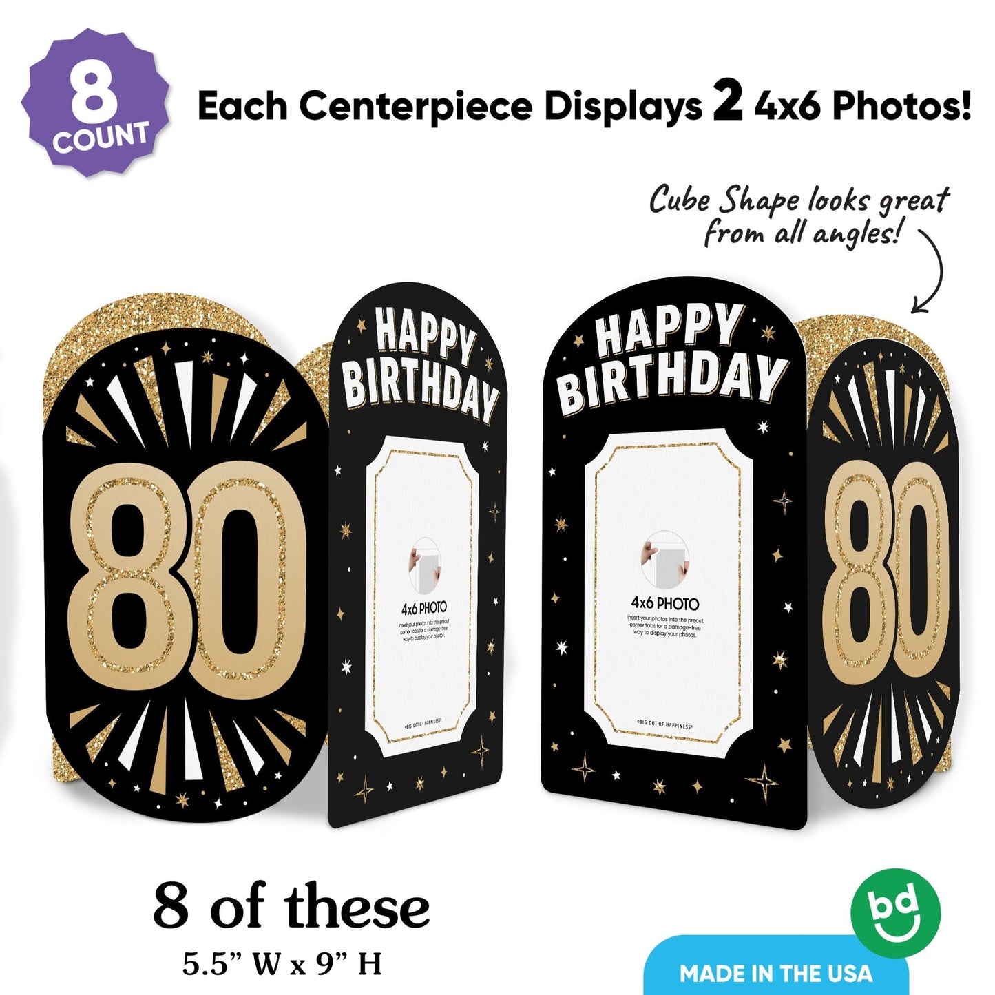 80th Birthday Photo Centerpieces - 8 Ct