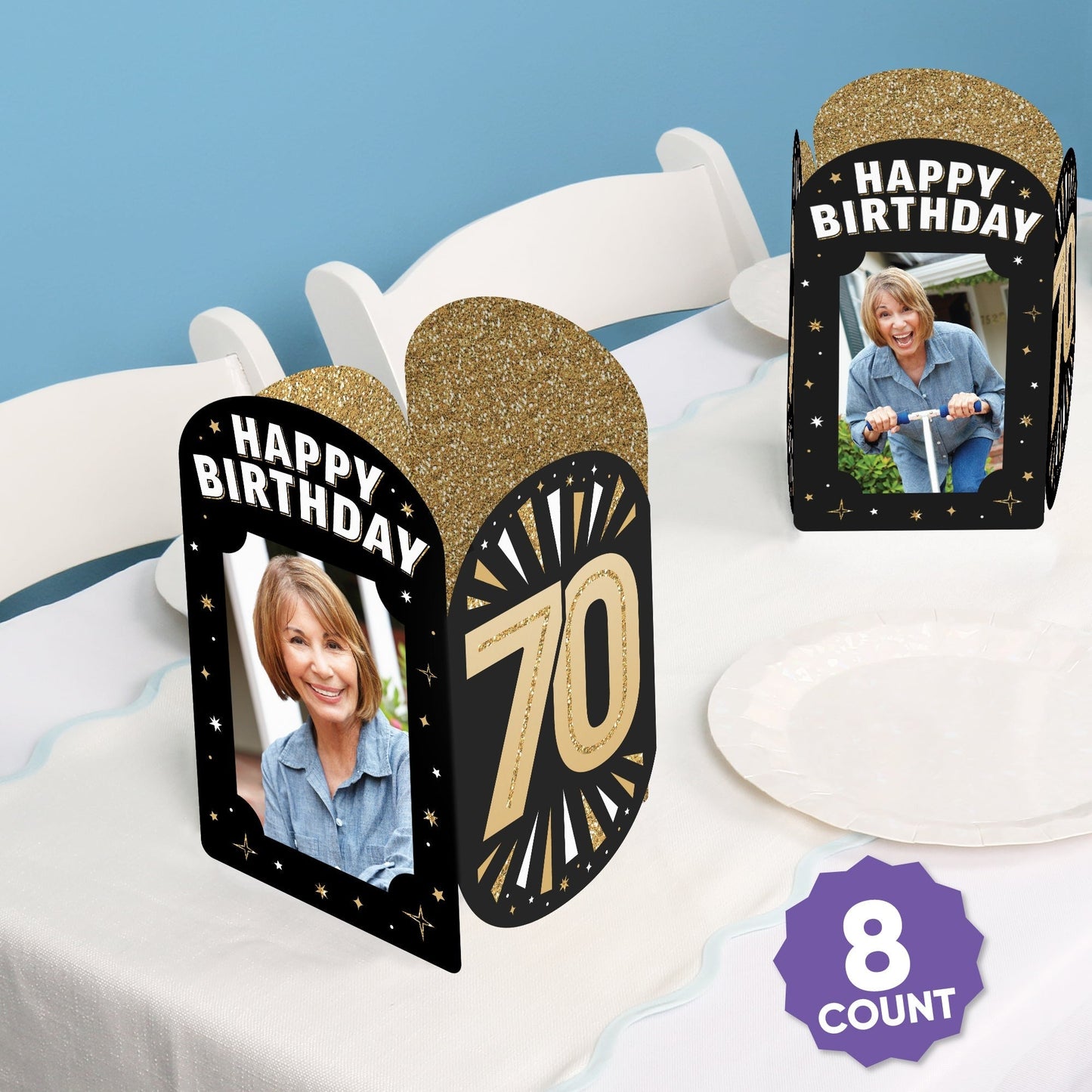 70th Birthday Photo Centerpieces - 8 Ct