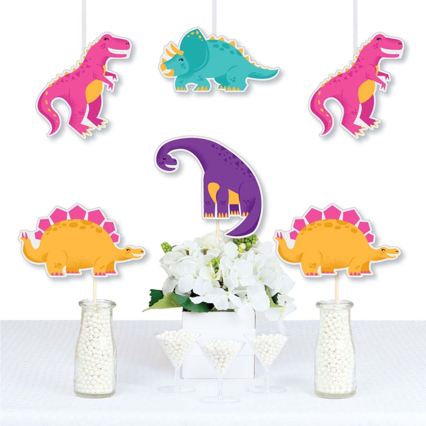 Roar Dinosaur - Trex, Triceratops, Stegosaurus and Brontosaurus Decorations DIY Dino Mite Baby Shower or Birthday Party Essentials - Set of 20