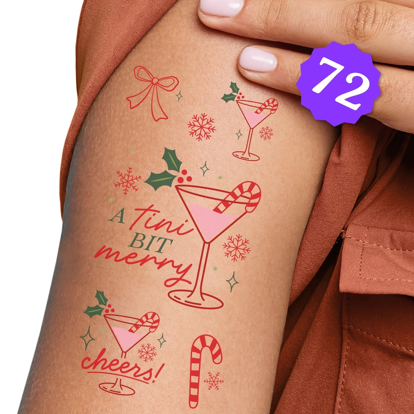 A Tini Bit Merry Temporary Tattoos - 72 Ct