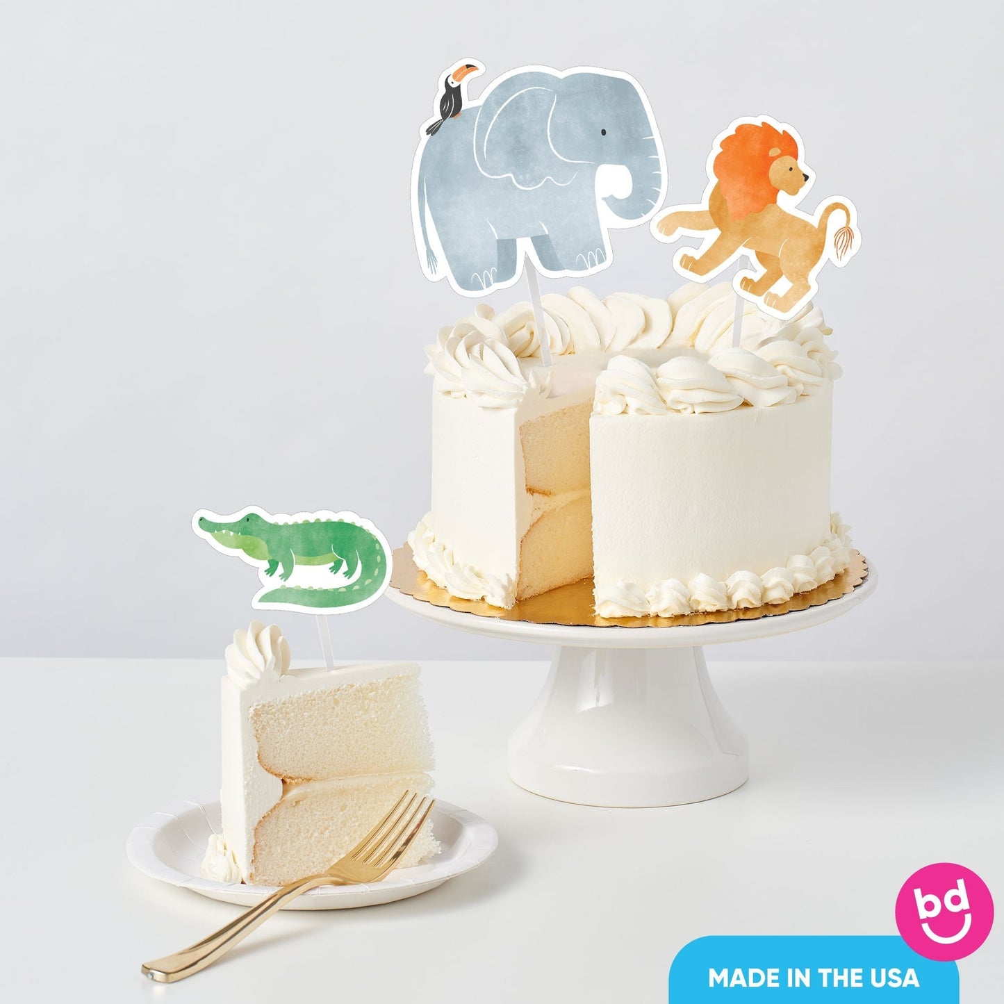 Safari Animals Cake Topper - 3 Pc