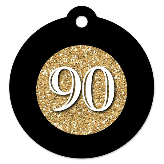 Adult 90th Birthday - Gold - Birthday Party Favor Gift Tags (Set of 20)