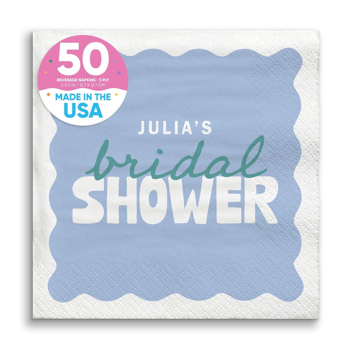 Custom Text Napkins - Wavy Bridal