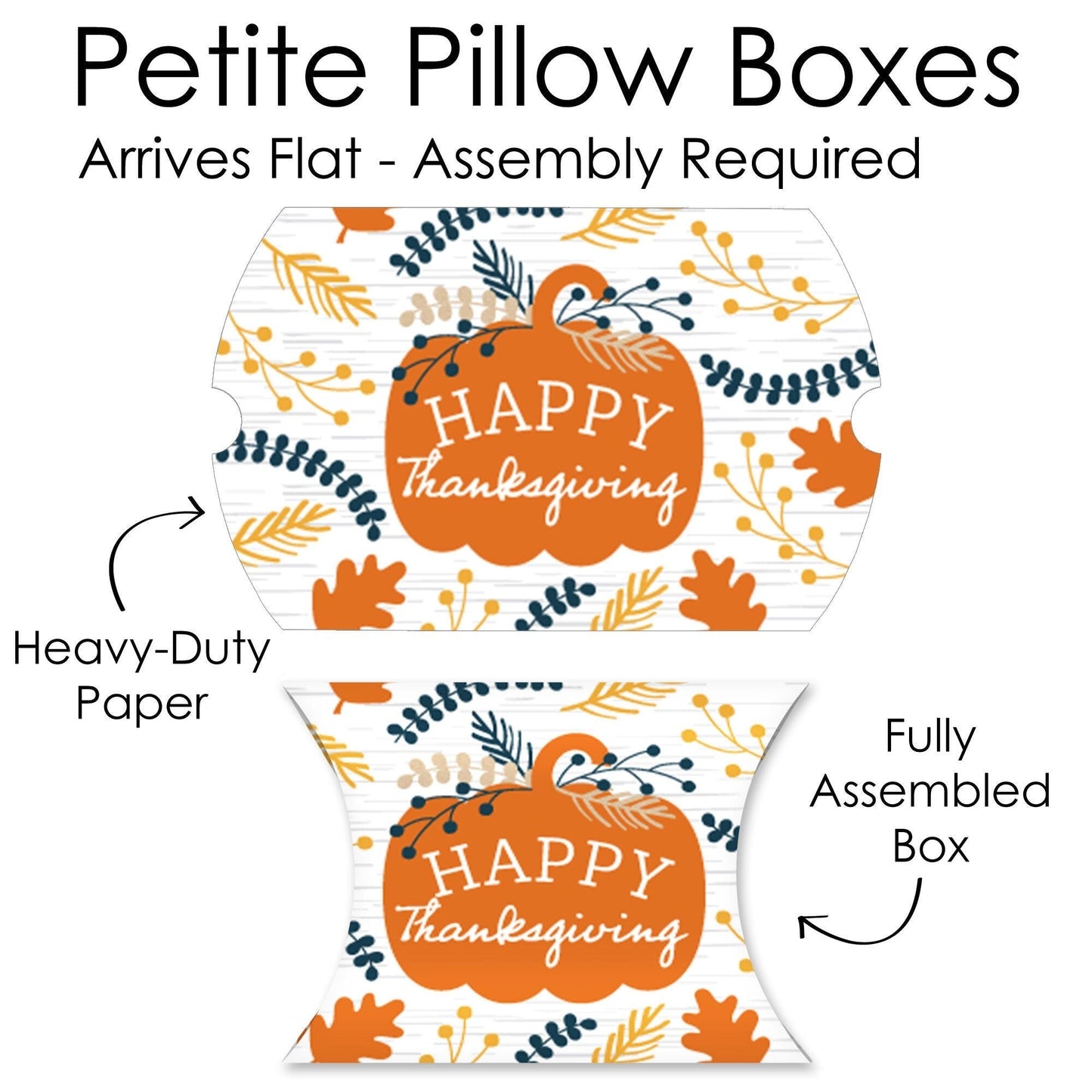 Happy Thanksgiving - Favor Gift Boxes - Fall Harvest Party Petite Pillow Boxes - Set of 20
