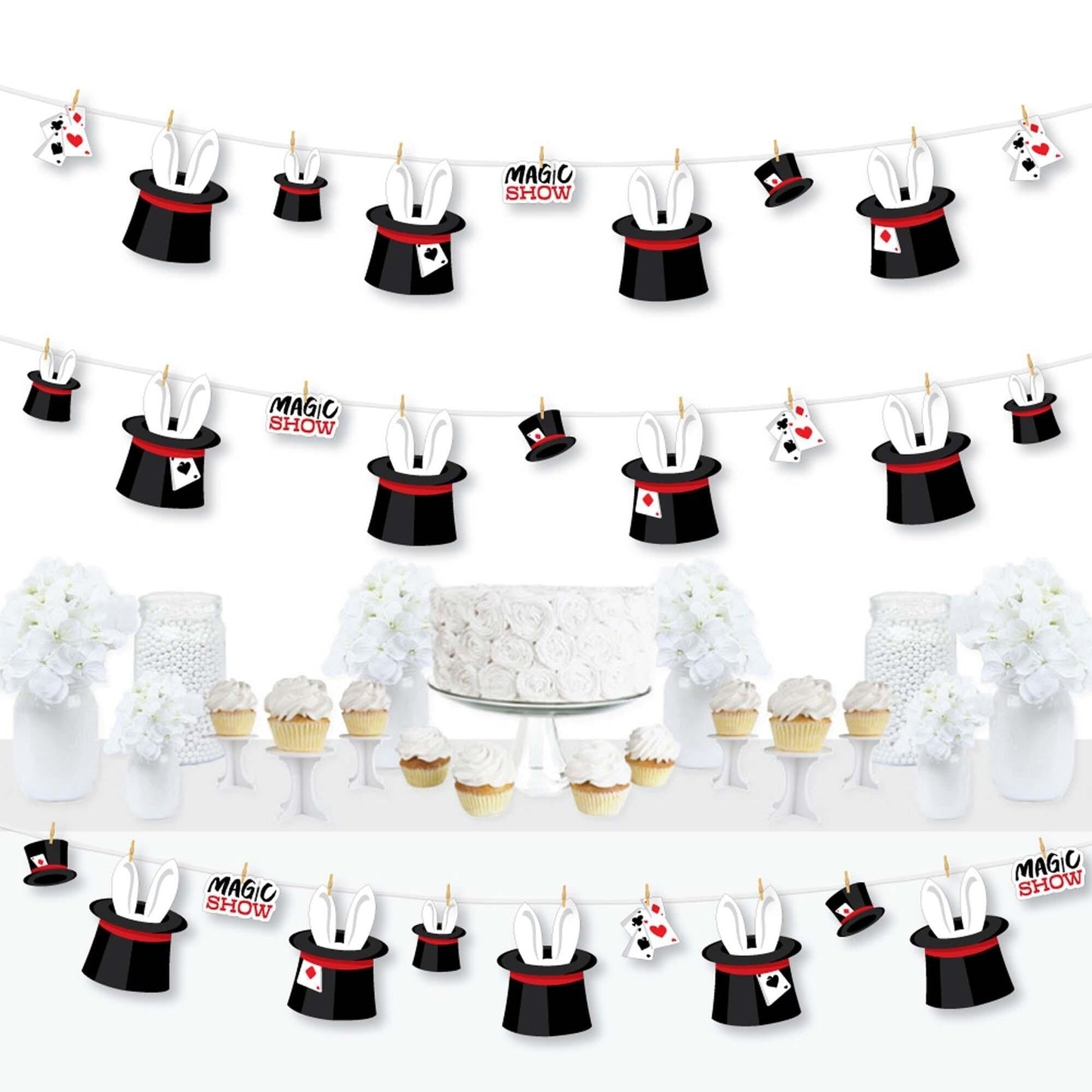 Ta-Da, Magic Show - Magical Birthday Party DIY Decorations - Clothespin Garland Banner - 44 Pieces