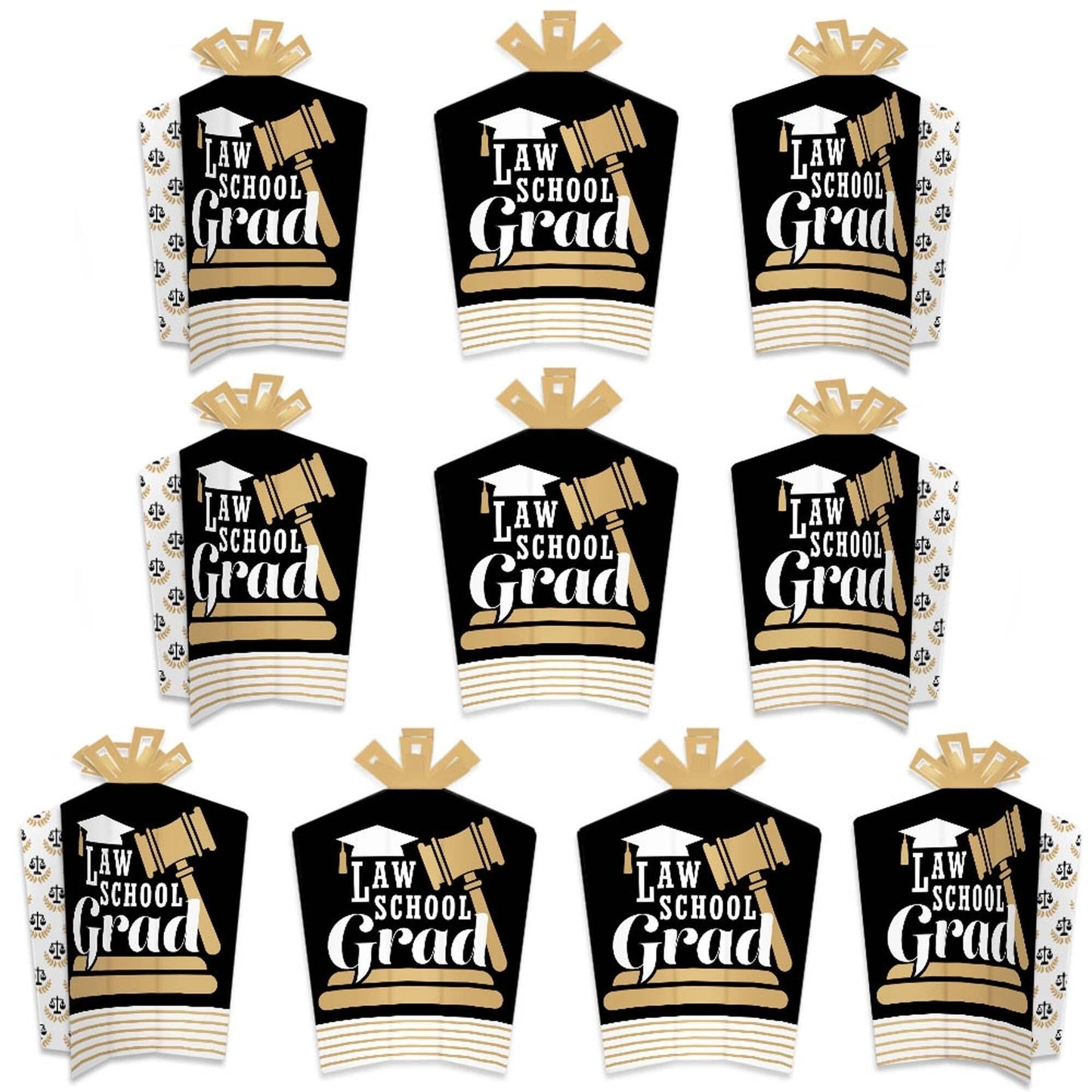 Law School Grad - Table Decorations - Future Lawyer Graduation Party Fold and Flare Centerpieces - 10 Count