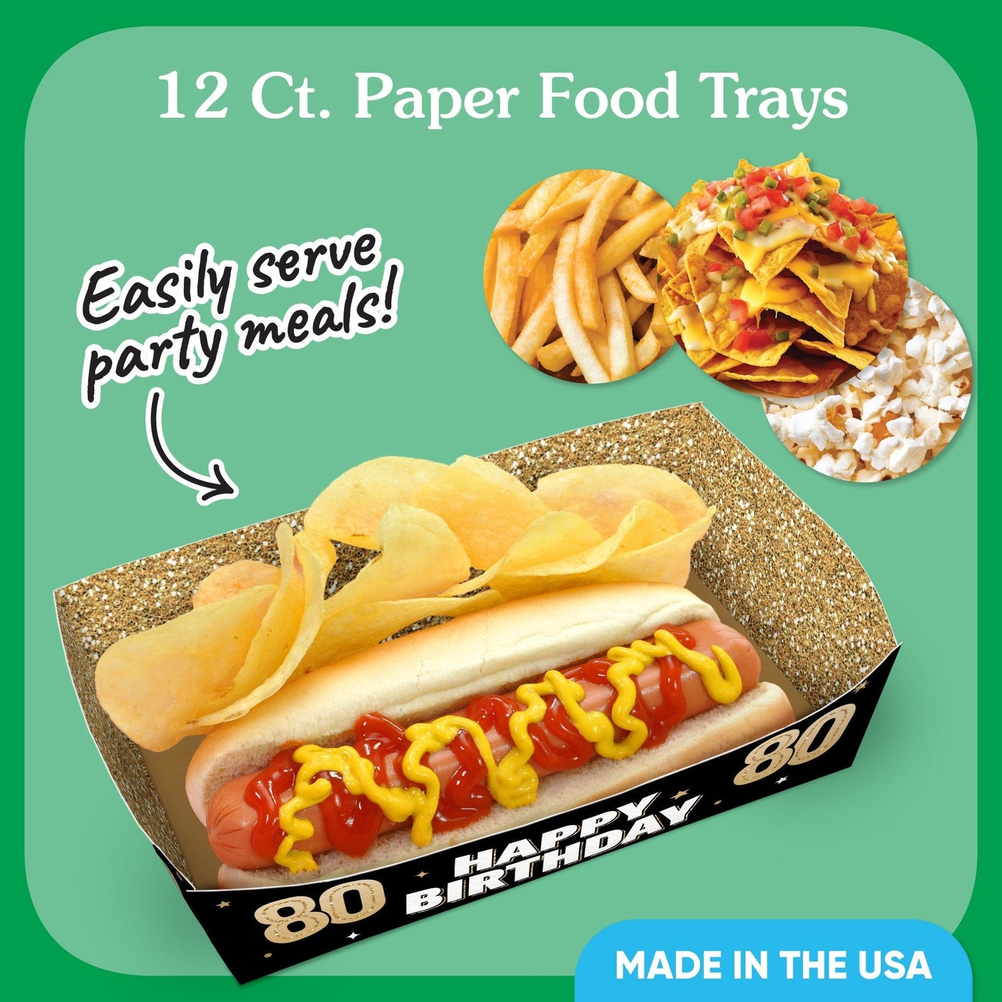 80th Birthday Party Paper Food Trays