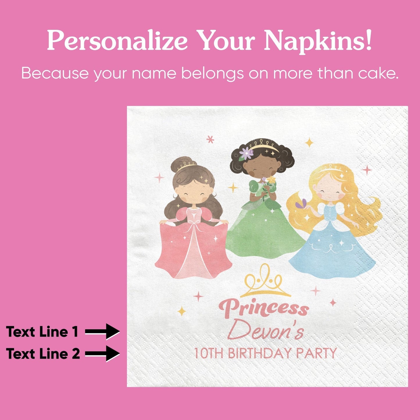 Custom Text Napkins - Princess