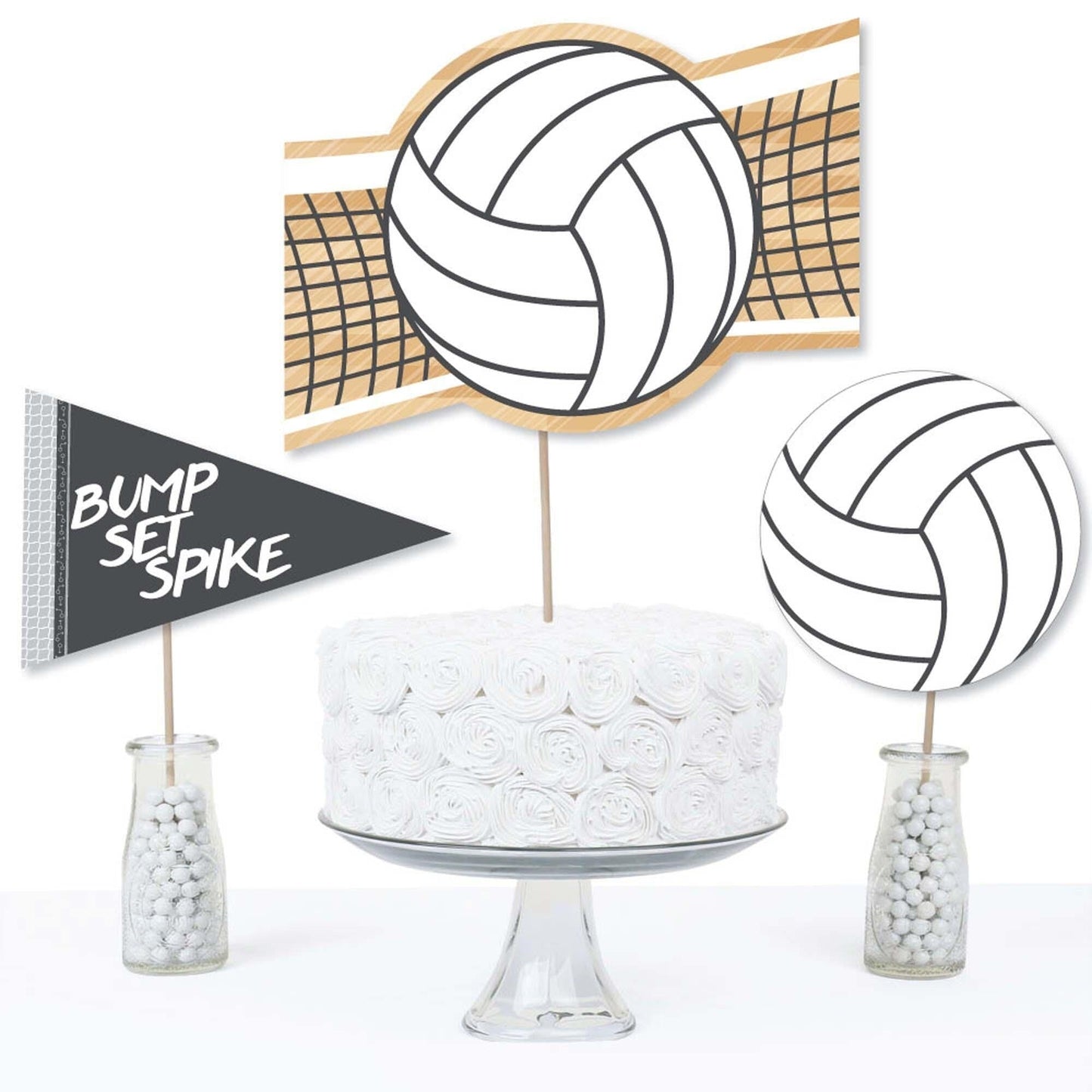 Bump, Set, Spike - Volleyball - Baby Shower or Birthday Party Centerpiece Sticks - Table Toppers - Set of 15