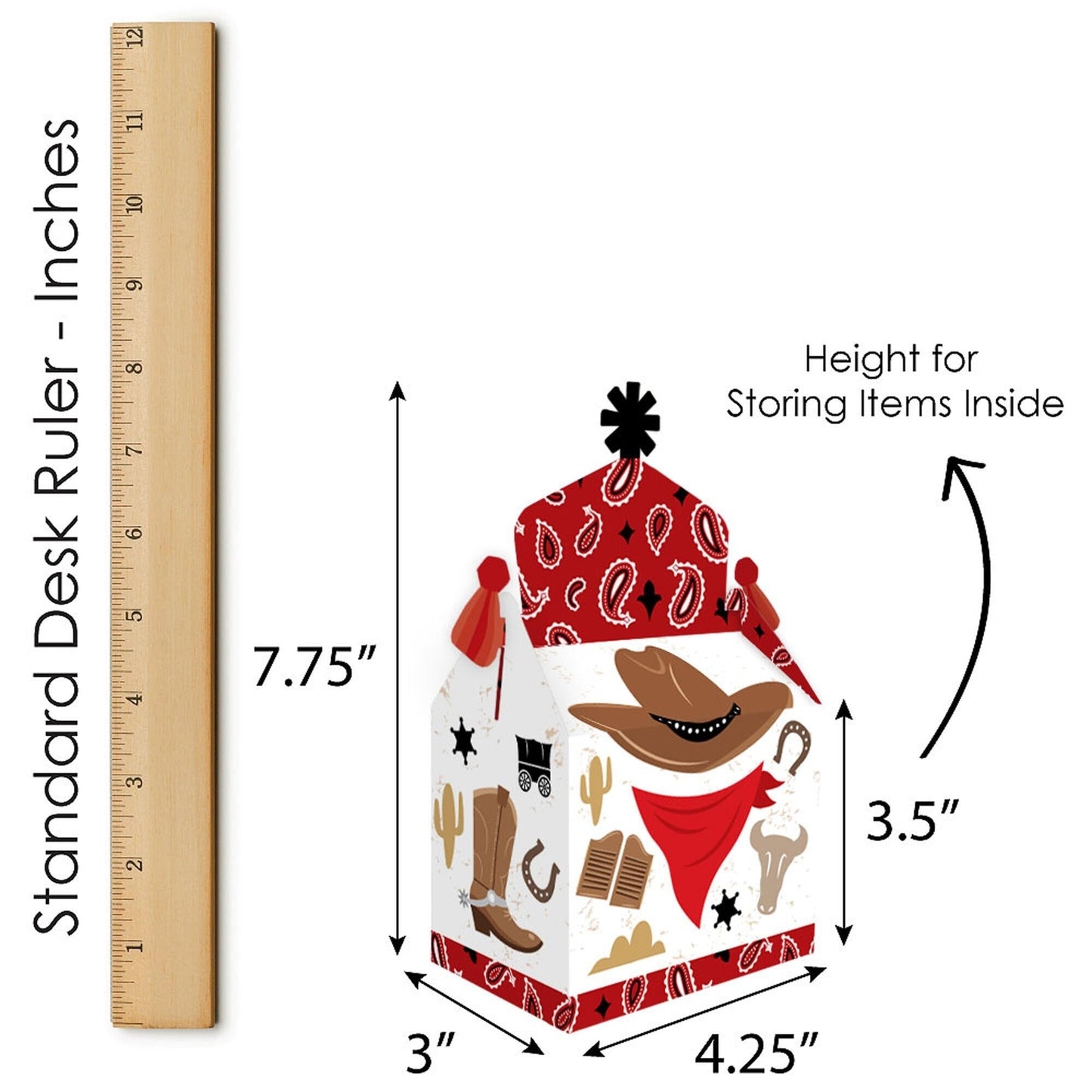 Western Hoedown - Treat Box Party Favors - Wild West Cowboy Party Goodie Gable Boxes - Set of 12