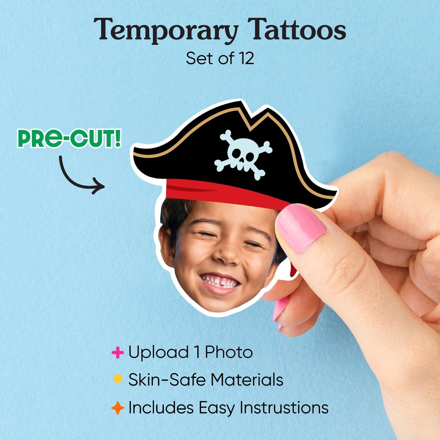 Custom Pirate Temporary Tattoos - 12 Ct