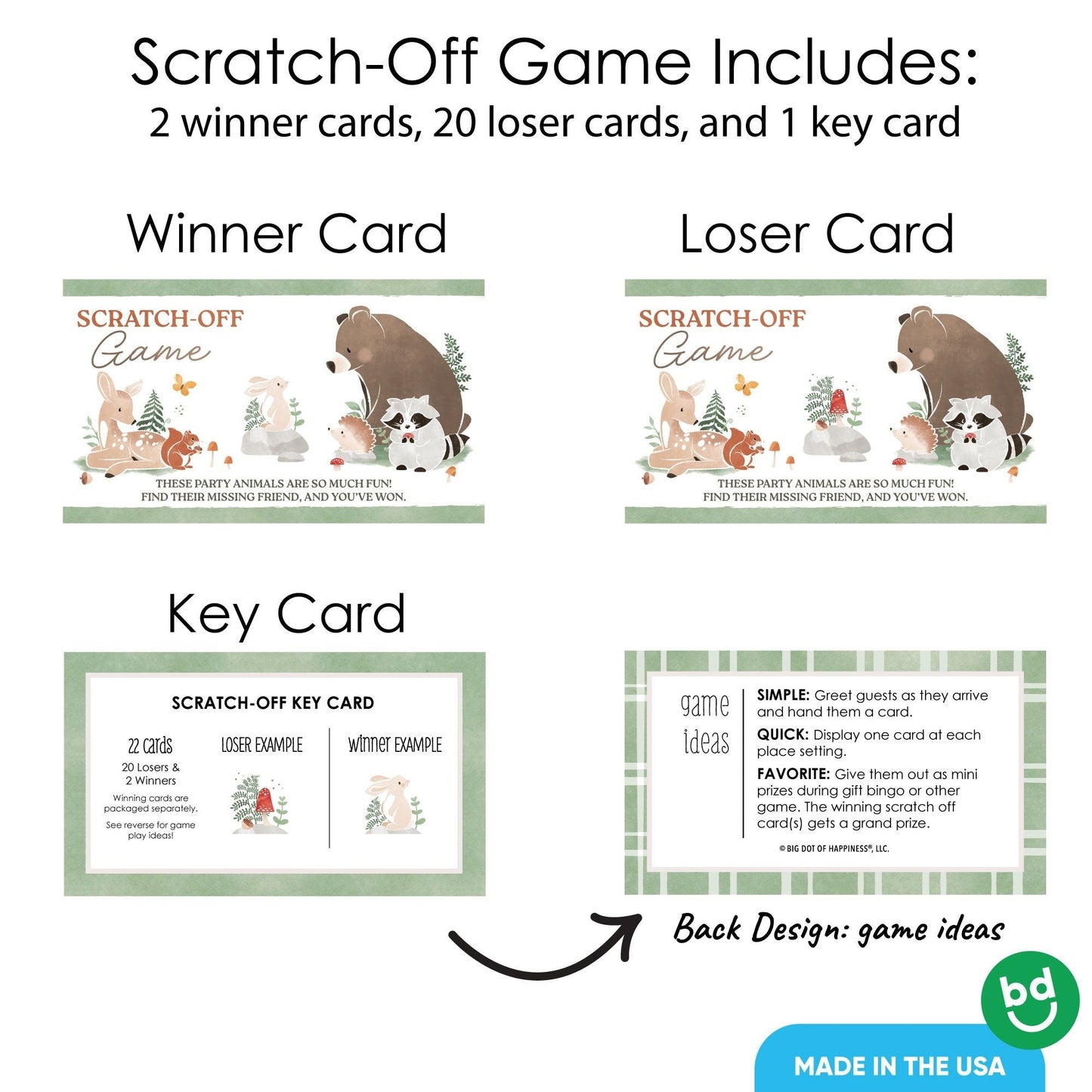 Woodland Animals Scratch Off Cards Game - 22 Ct