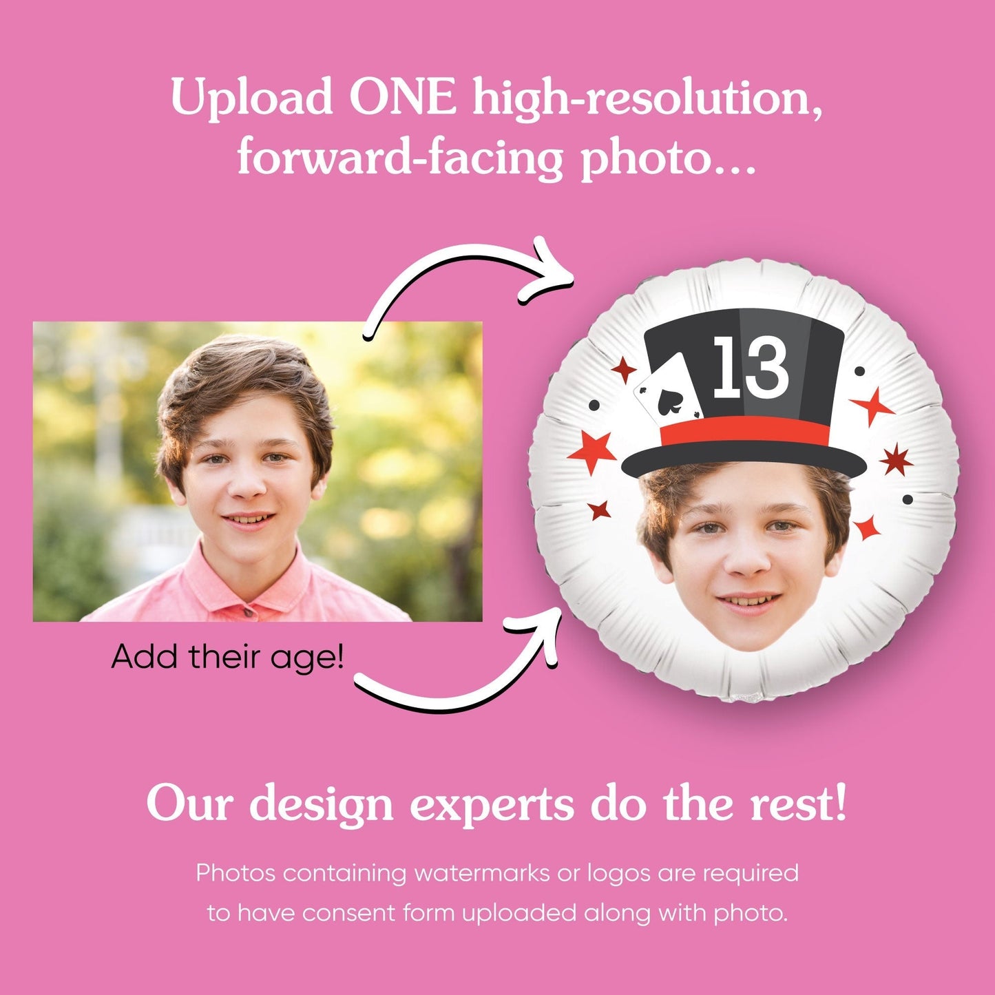 Custom Face Balloon - Magic Show - Double Sided - 1 Ct