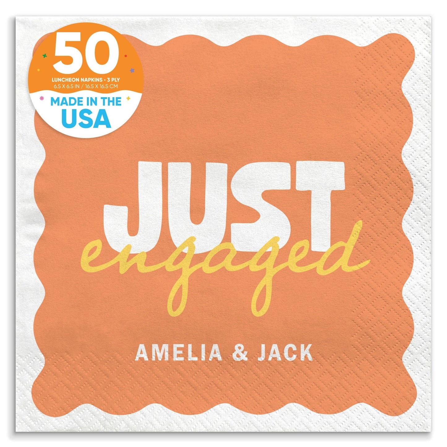 Custom Text Napkins - Wavy Just Engaged