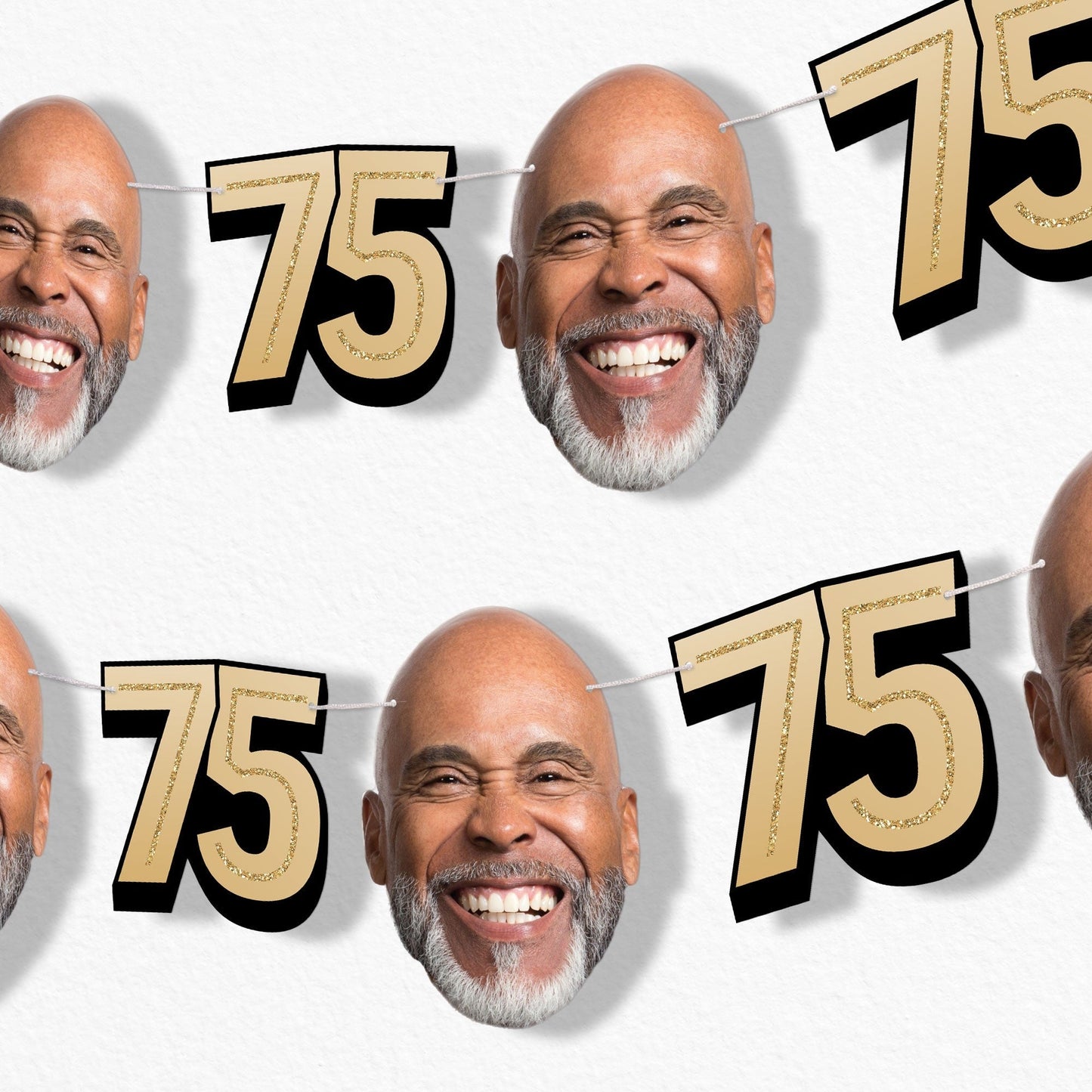 Custom Face 75th Birthday Garland Banner