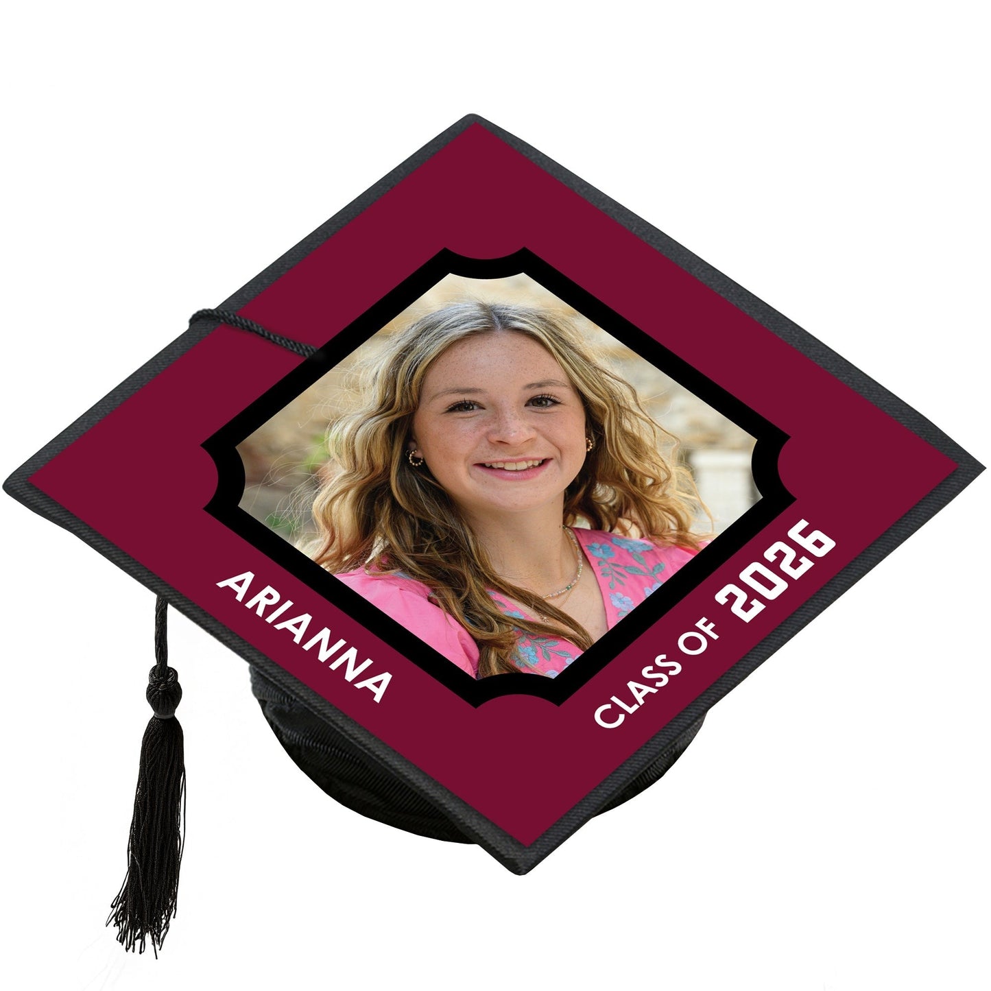 Custom Photo Maroon Grad Cap Cover